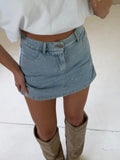 NOVA Denim Embellished Skort In Light Denim