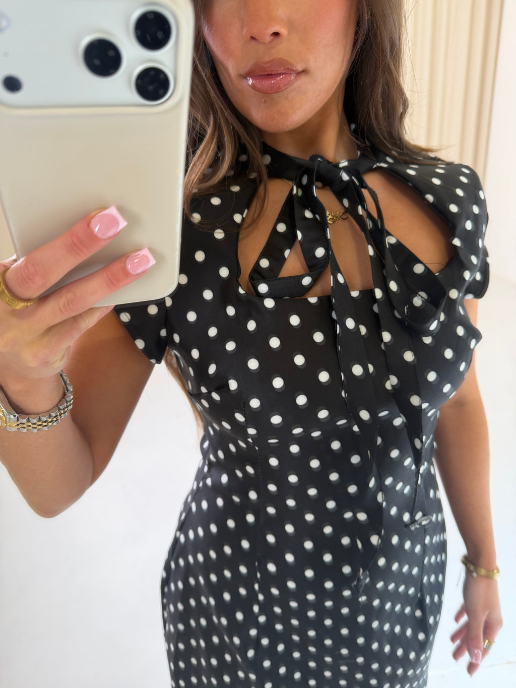 POPPIE Short Sleeve Bow Tie Mini Dress In Black