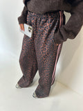 LUNA Leopard High Waisted Side Stripe Wide Leg Trousers In Pink