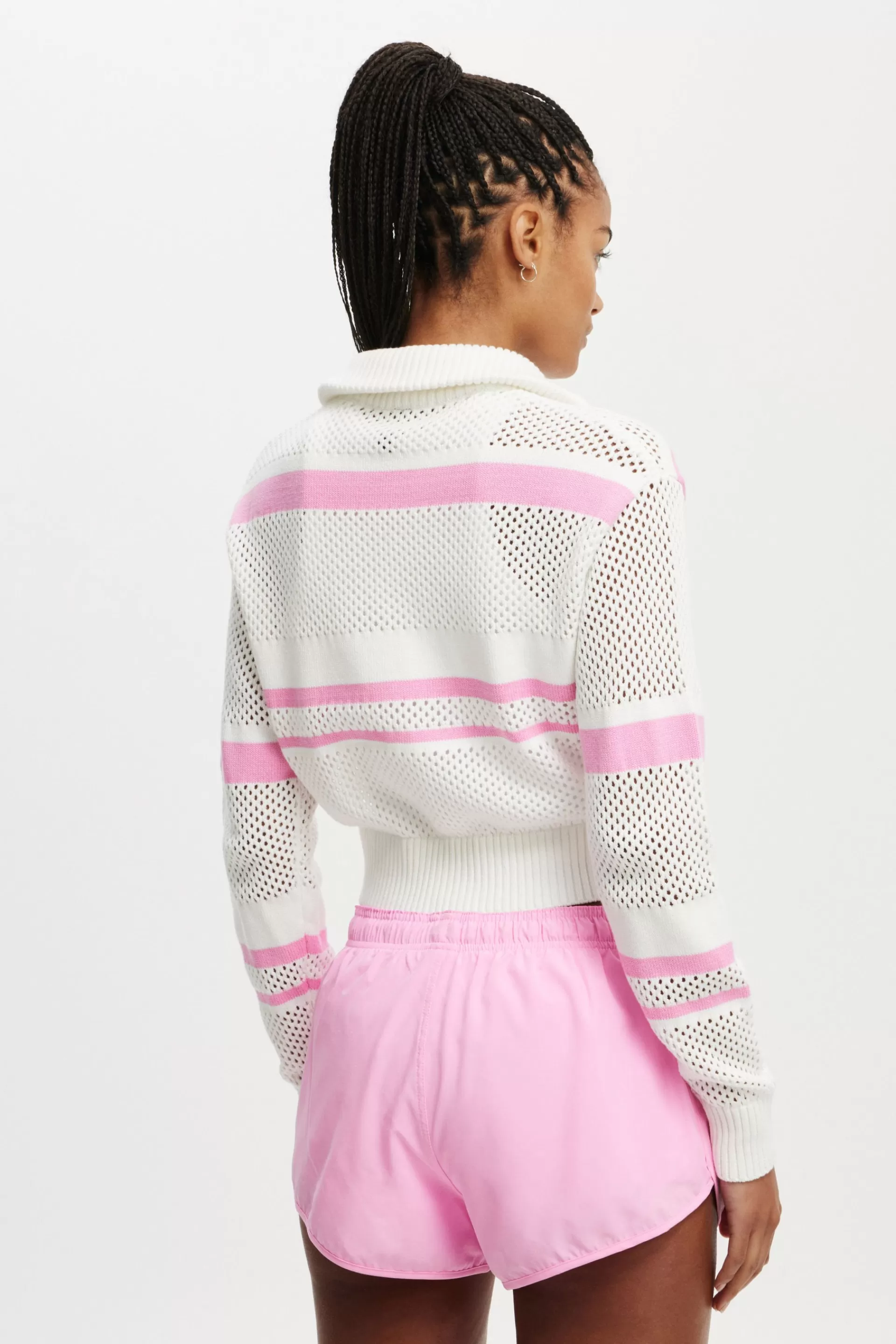 Cotton On Fleece | Hoodies & Trackpants*Active Crochet Zip Through White/millennialpink