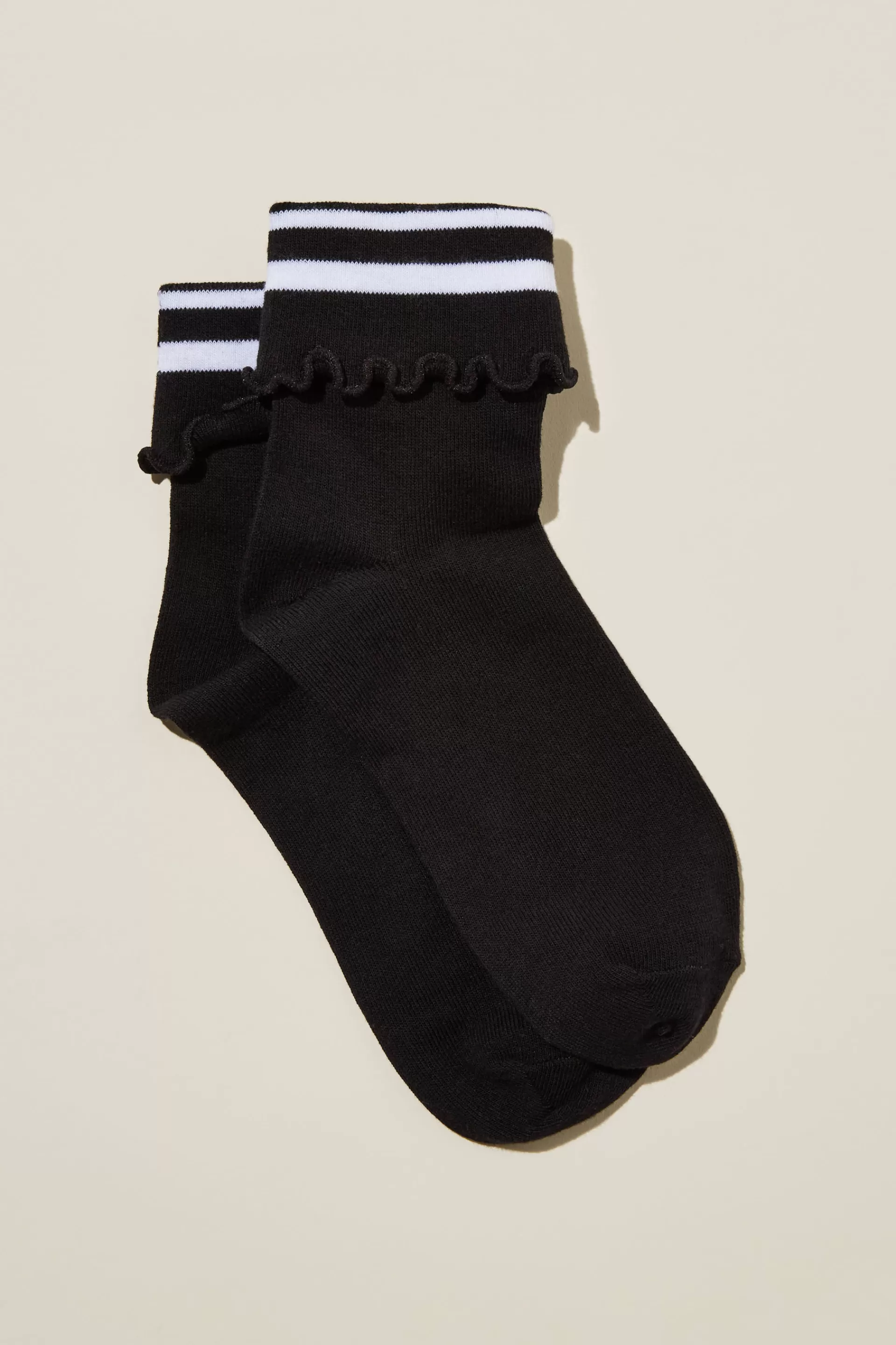 Cotton On Accessories*Active Folded Frill Sock Black/white