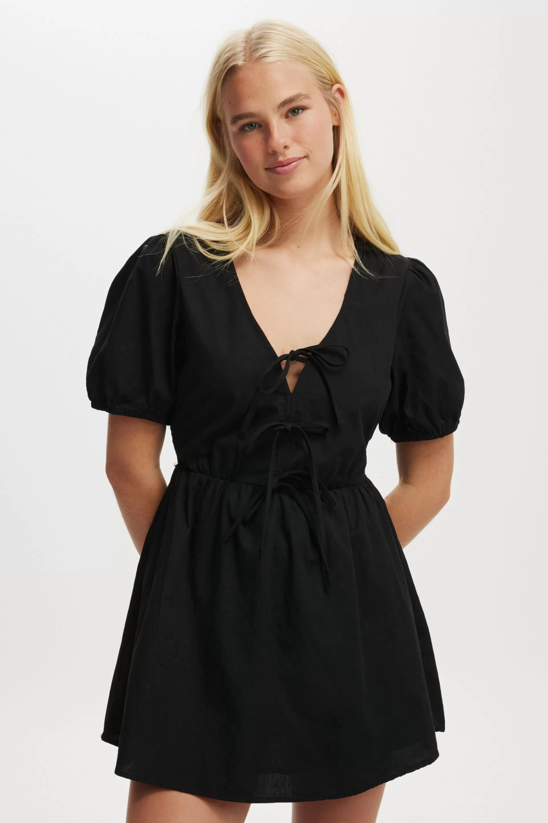 Cotton On Dresses*Allegra Tie Detail Mini Dress Black