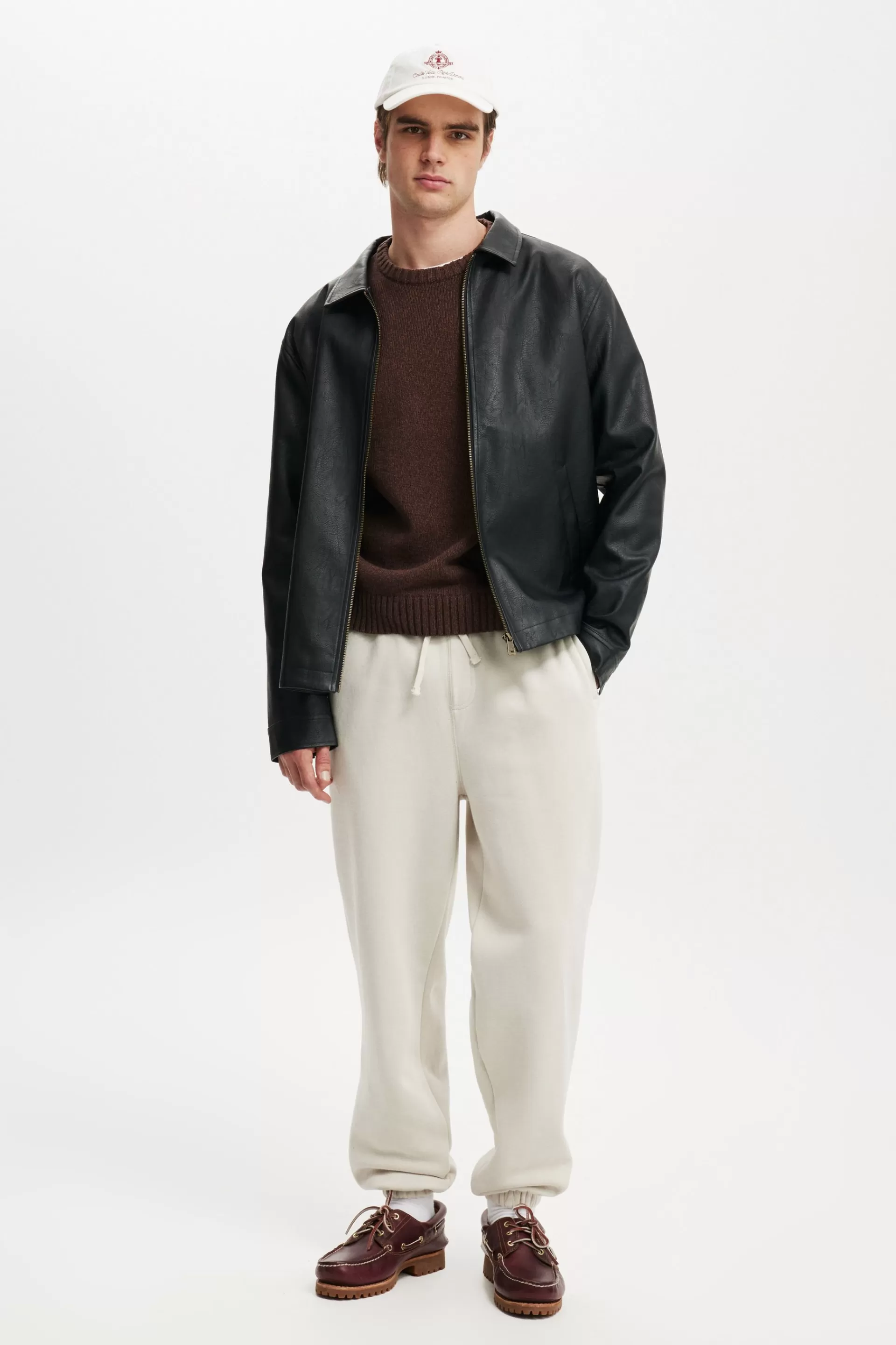 Cotton On Fleece & Sweats*Baggy Cuffed Track Pant Bone