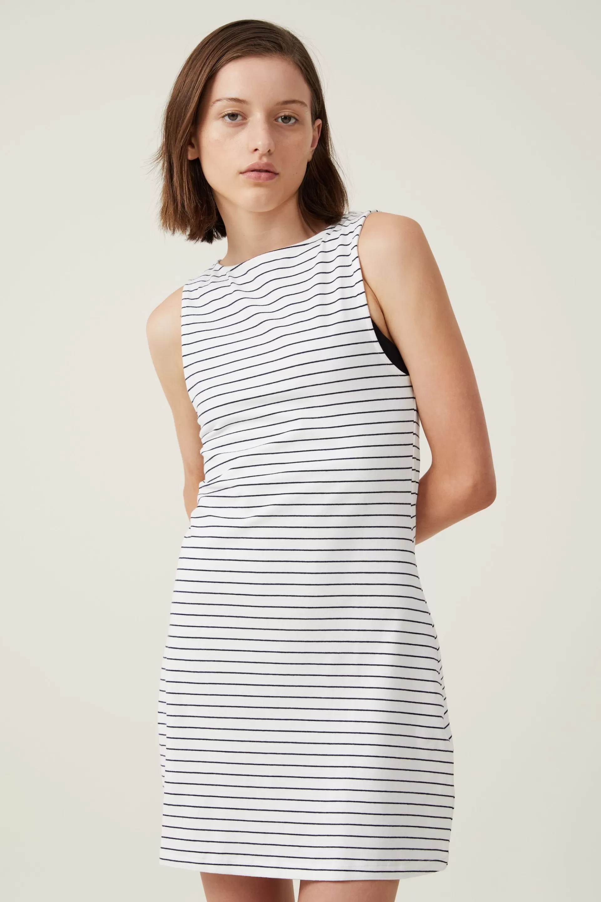 Cotton On Dresses*Bella Boat Neck Mini Dress Classicstripegardenia