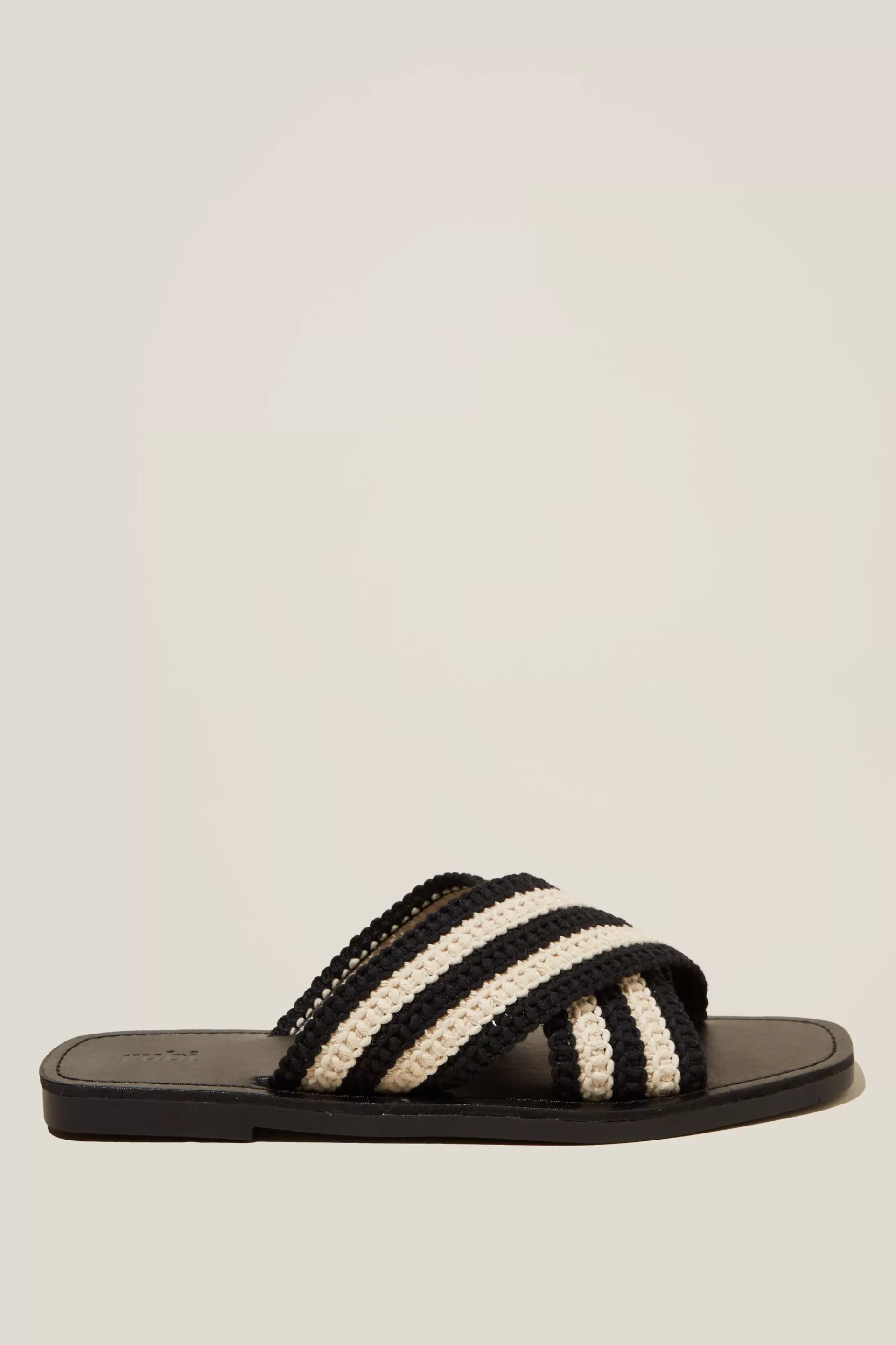 Cotton On Sandals & Flip Flops*Bella Crossover Slide Black/whitecrochet