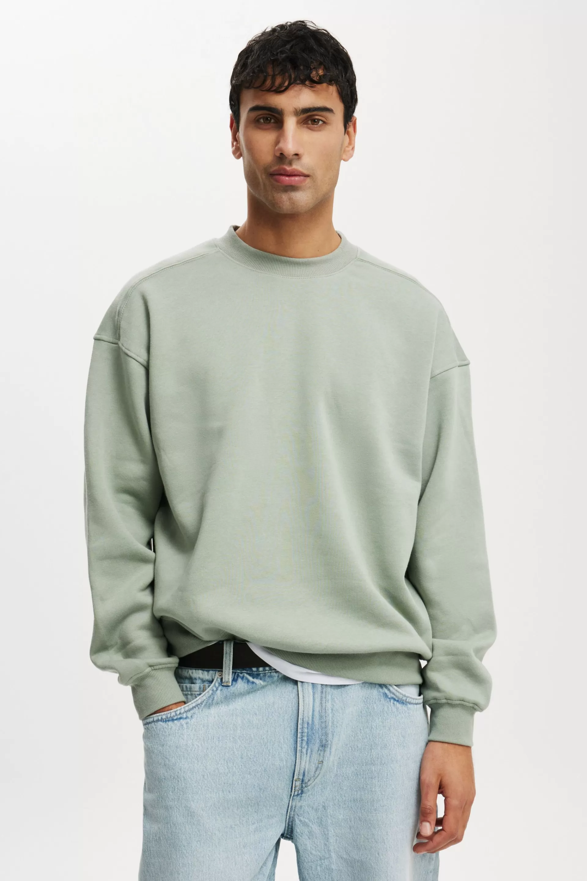 Cotton On Fleece & Sweats*Box Fit Crew Sweater Fern