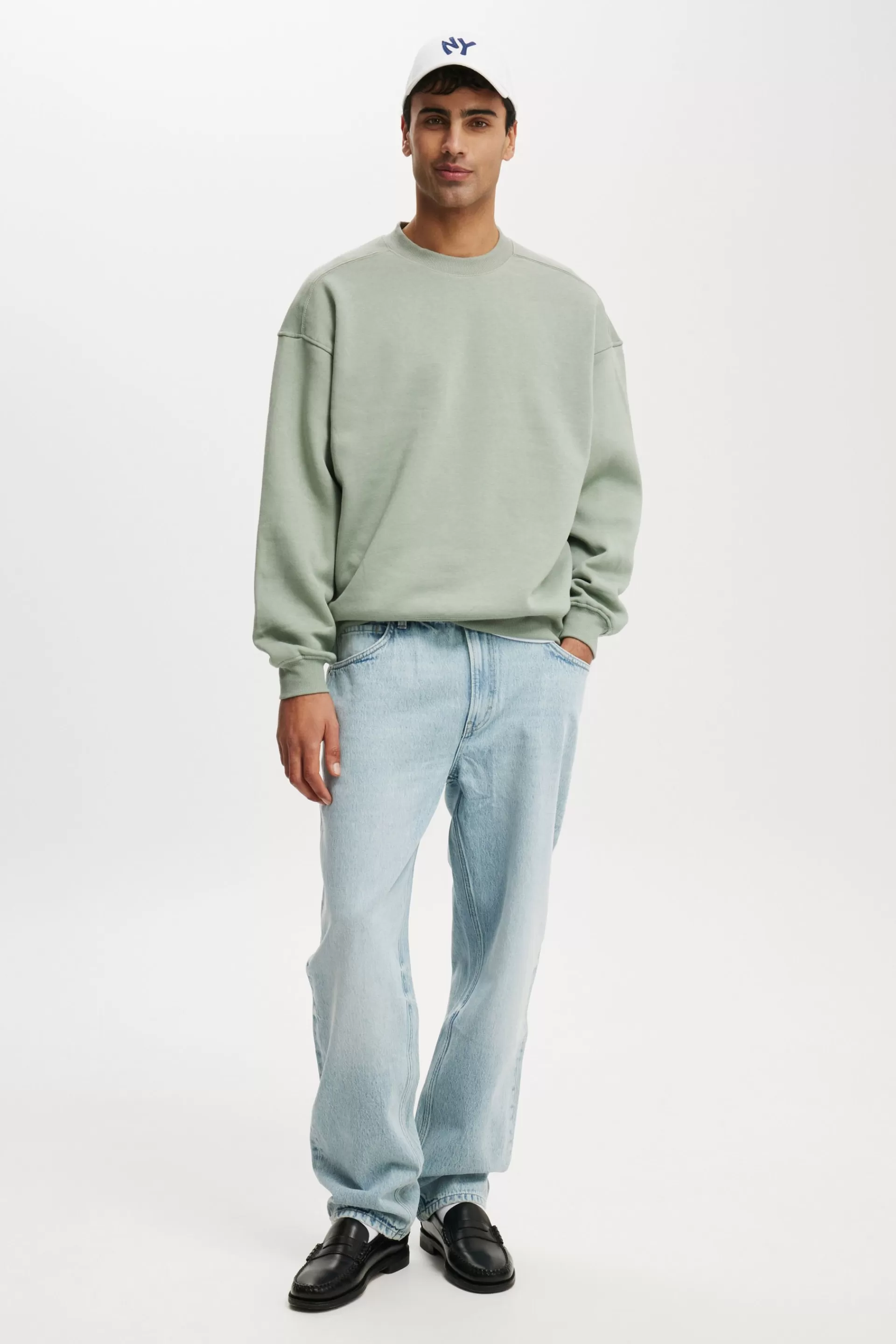 Cotton On Fleece & Sweats*Box Fit Crew Sweater Fern