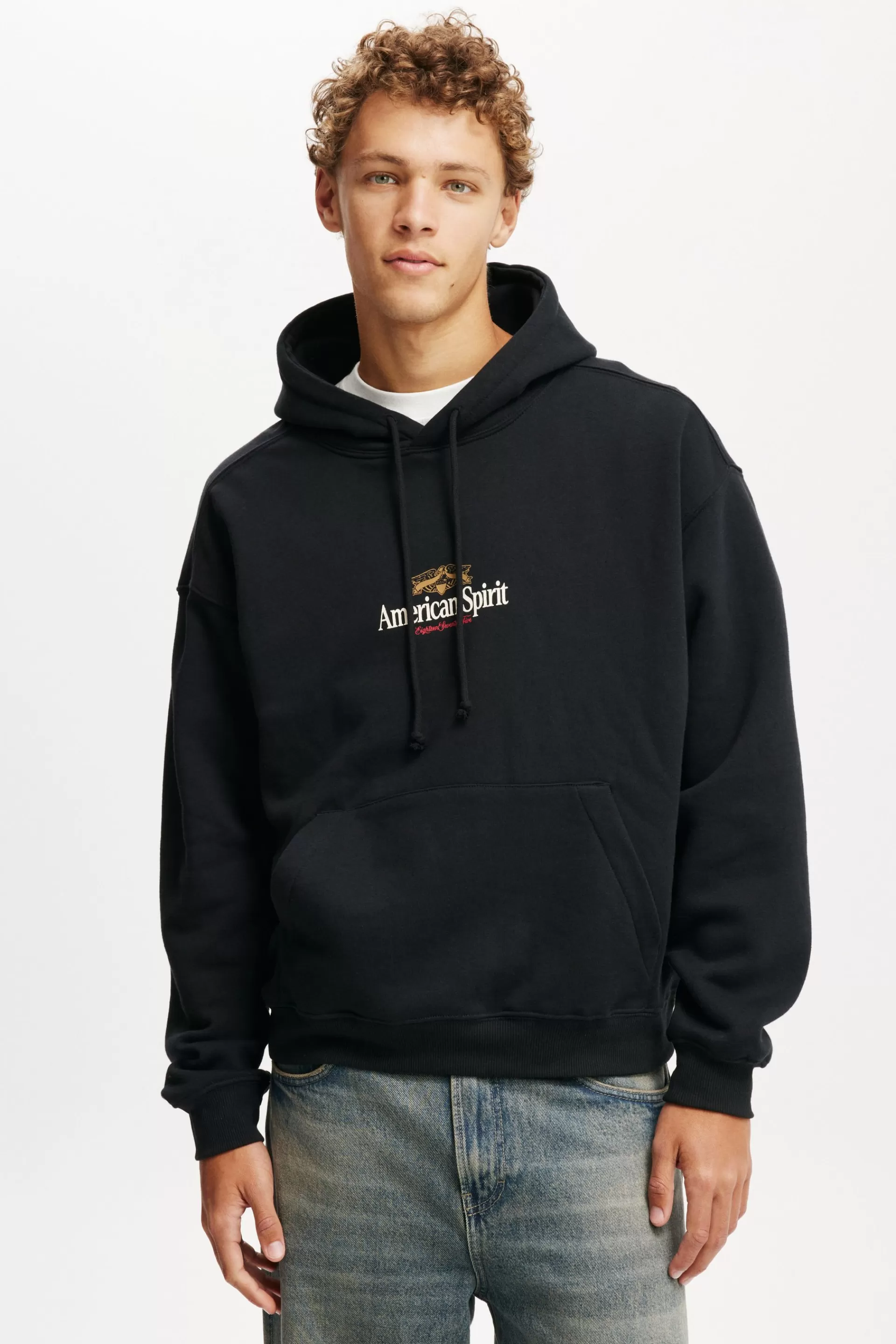 Cotton On Fleece & Sweats*Box Fit Graphic Hoodie Black/americanspirit