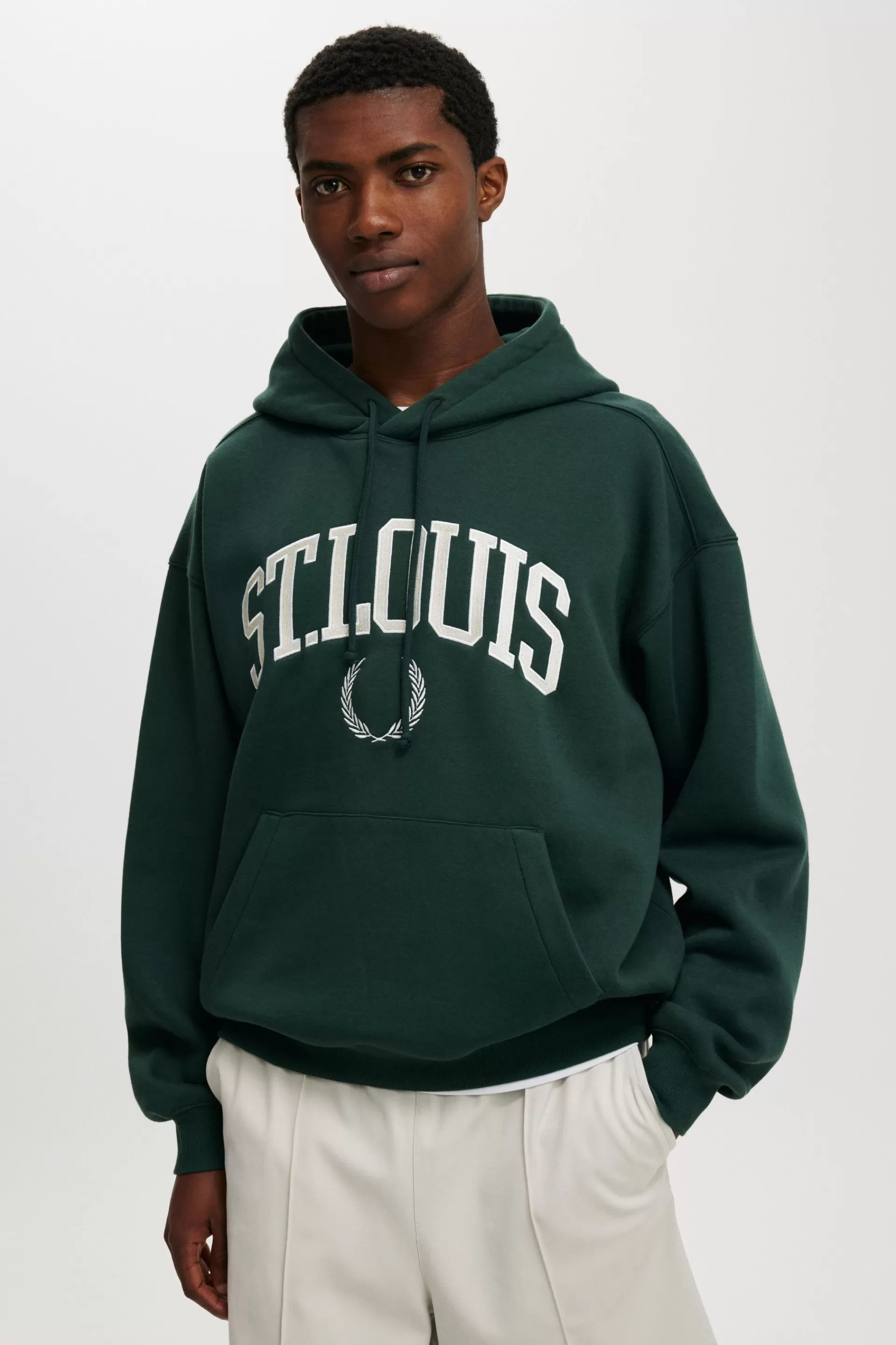 Cotton On Fleece & Sweats*Box Fit Graphic Hoodie Pineneedlegreen/st.louis