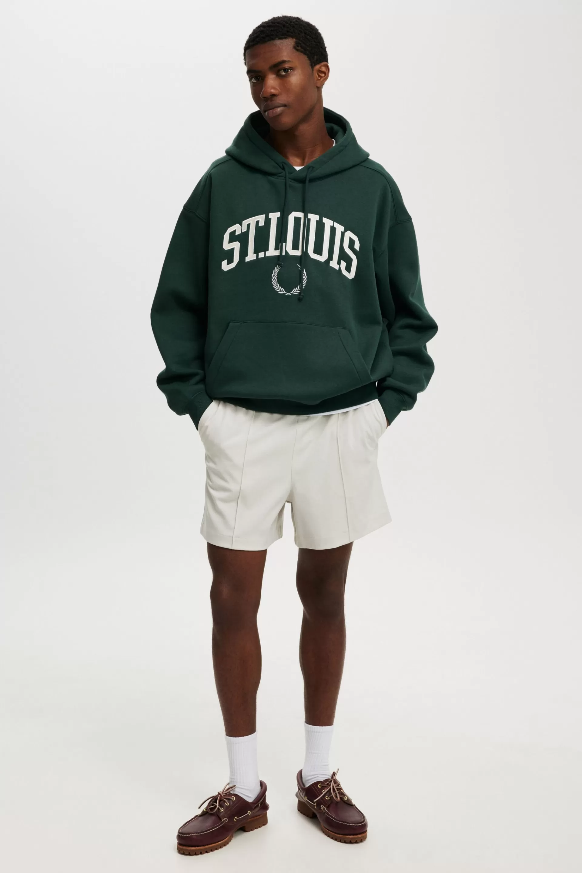 Cotton On Fleece & Sweats*Box Fit Graphic Hoodie Pineneedlegreen/st.louis