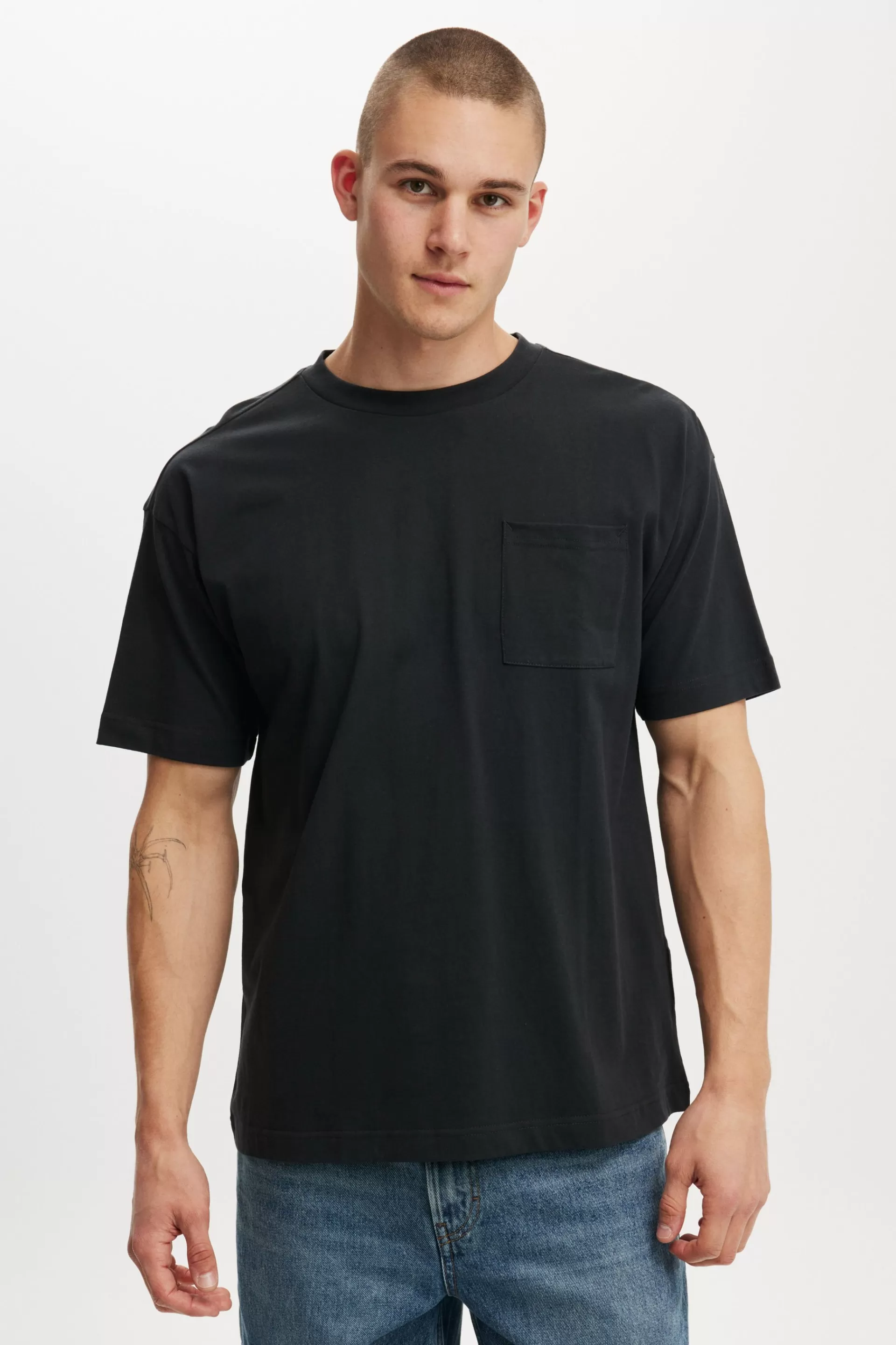 Cotton On Tees & Tanks*Box Fit Pocket T-Shirt Washedblack