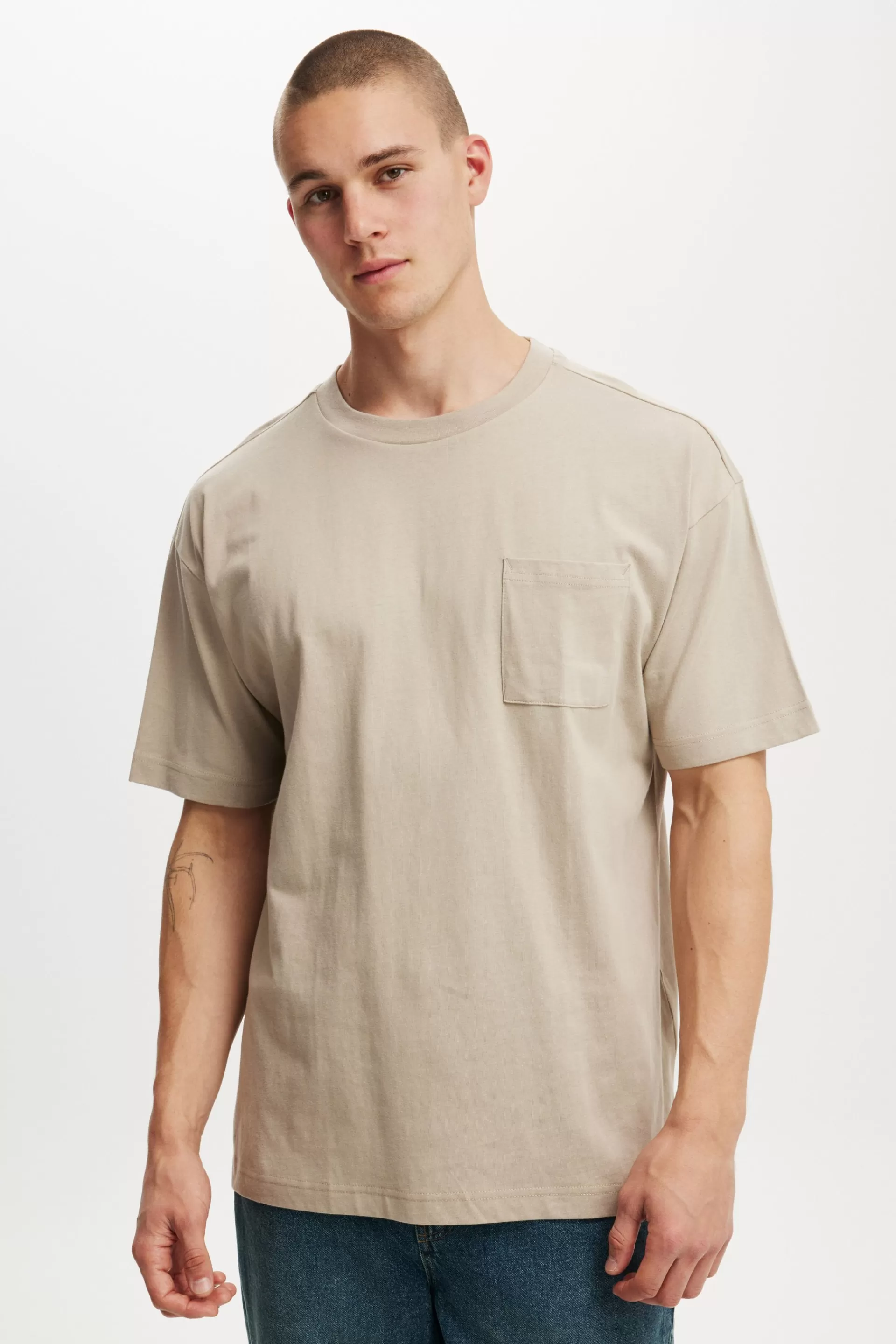 Cotton On Tees & Tanks*Box Fit Pocket T-Shirt Gravelstone