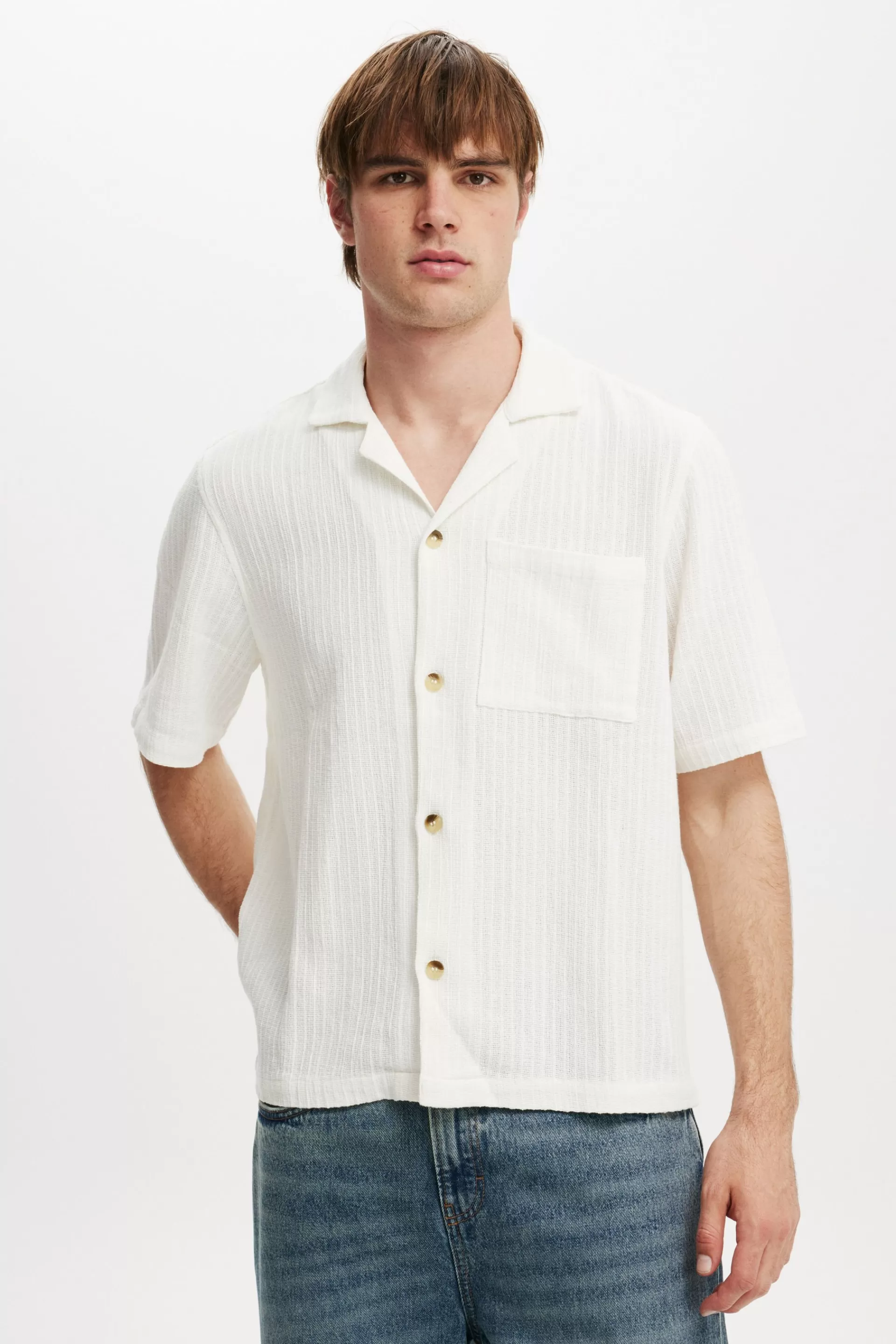 Cotton On Shirts*Box Fit Short Sleeve Shirt White