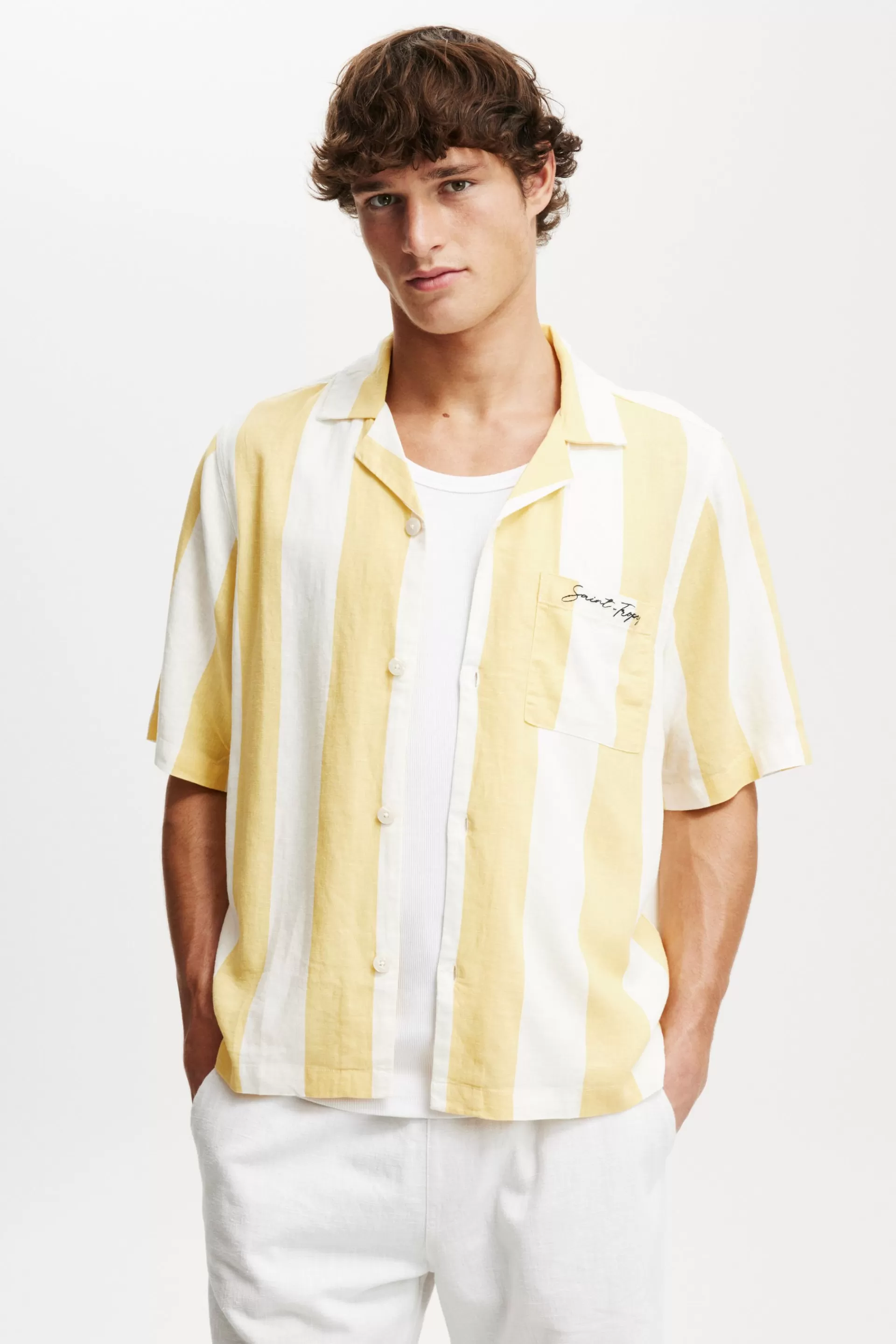 Cotton On Shirts*Box Fit Short Sleeve Shirt Sttropezyellowstripe