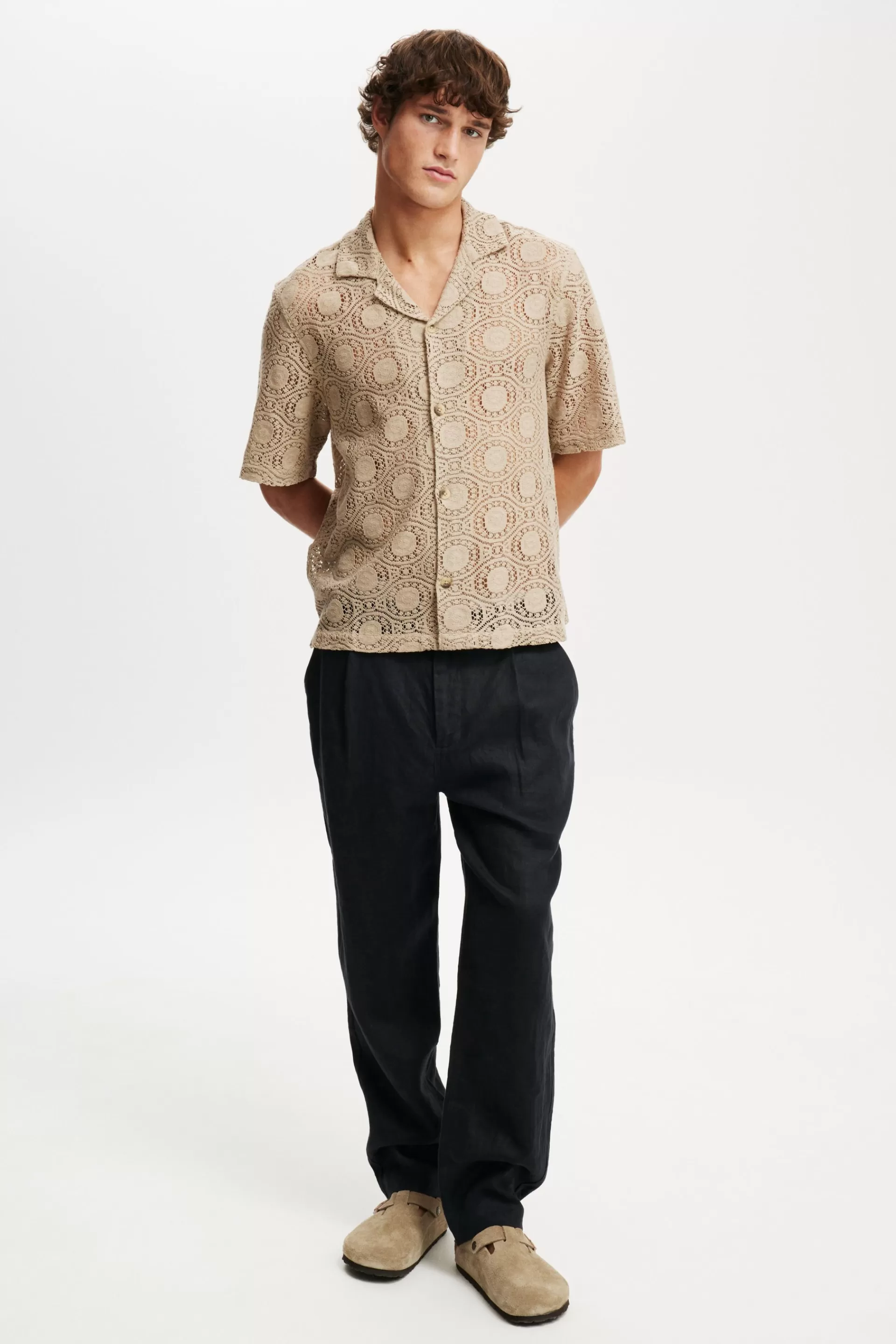 Cotton On Shirts*Box Fit Short Sleeve Shirt Taupelace