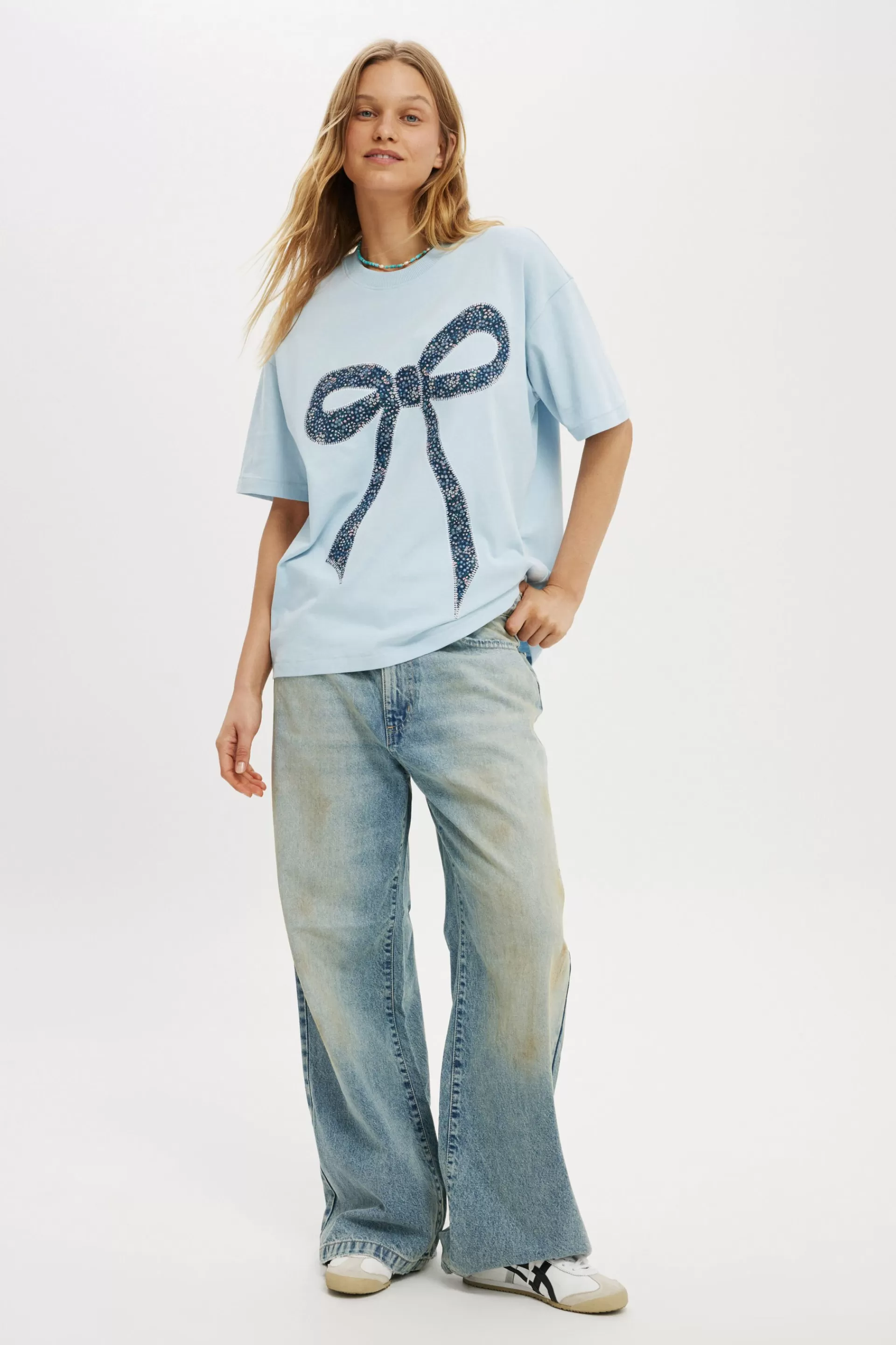 Cotton On Graphic T-Shirts | Tops*Boxy Tee Made With Liberty Fabric Graphic/Trims Copperdancebbow/antarcticblue