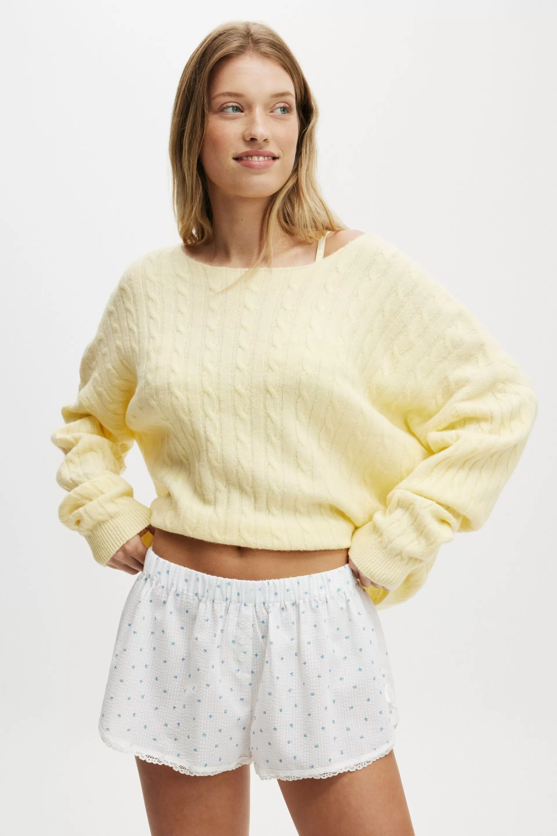 Cotton On Nighties & Rompers | Knitwear*Cable Off The Shoulder Knit Jumper Yellowdream