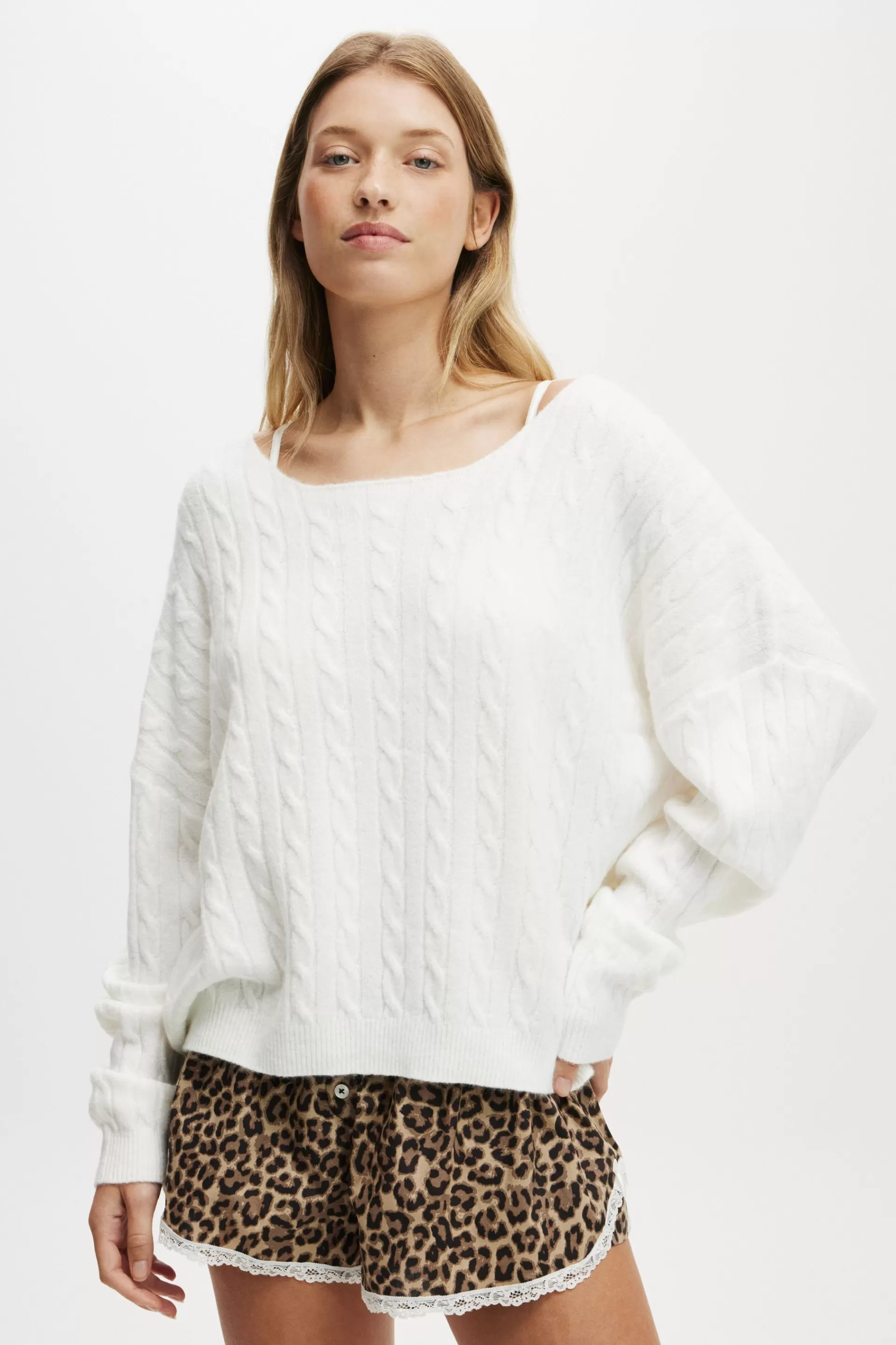 Cotton On Nighties & Rompers | Knitwear*Cable Off The Shoulder Knit Jumper Coconutmilk