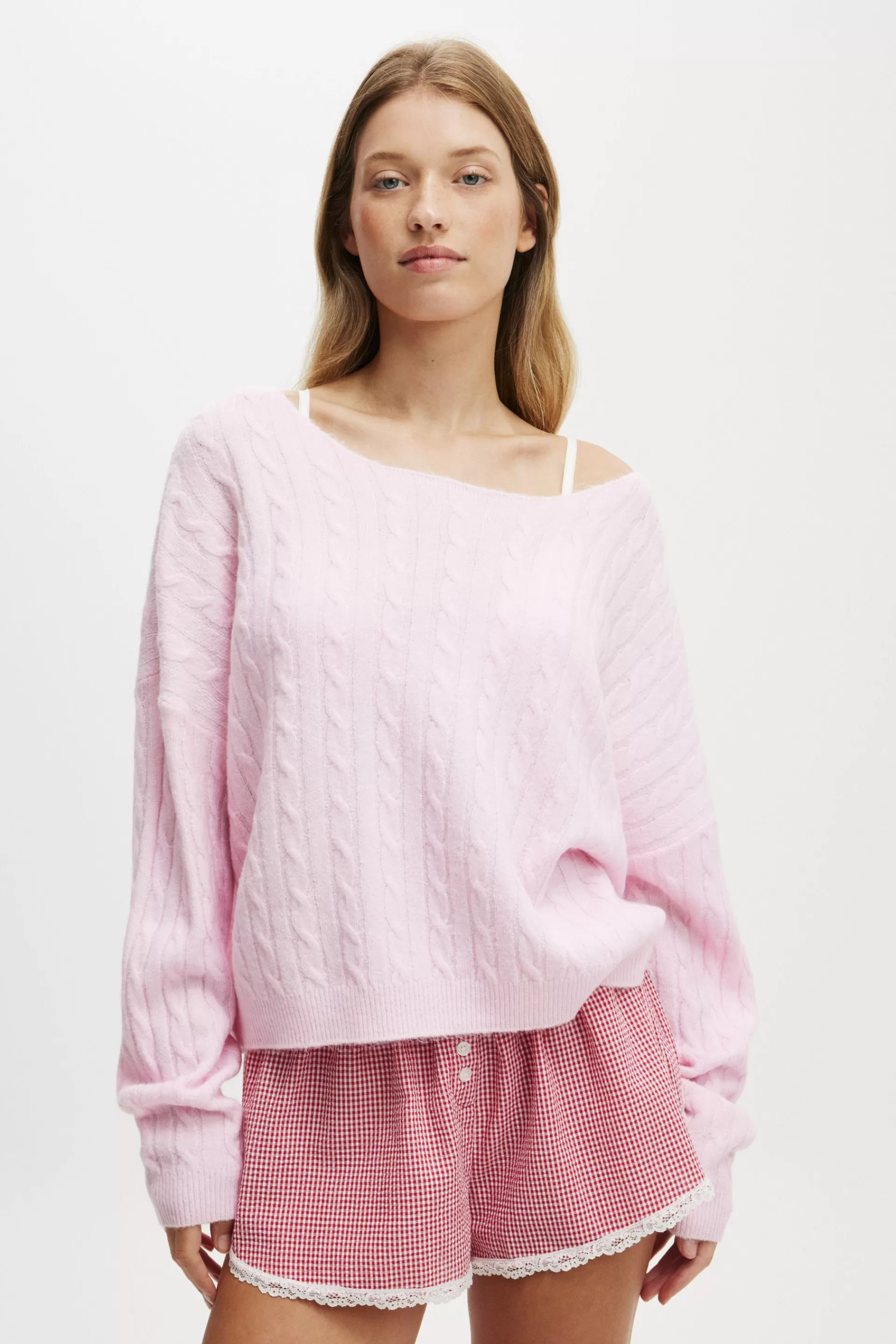 Cotton On Nighties & Rompers | Knitwear*Cable Off The Shoulder Knit Jumper Marshmallow