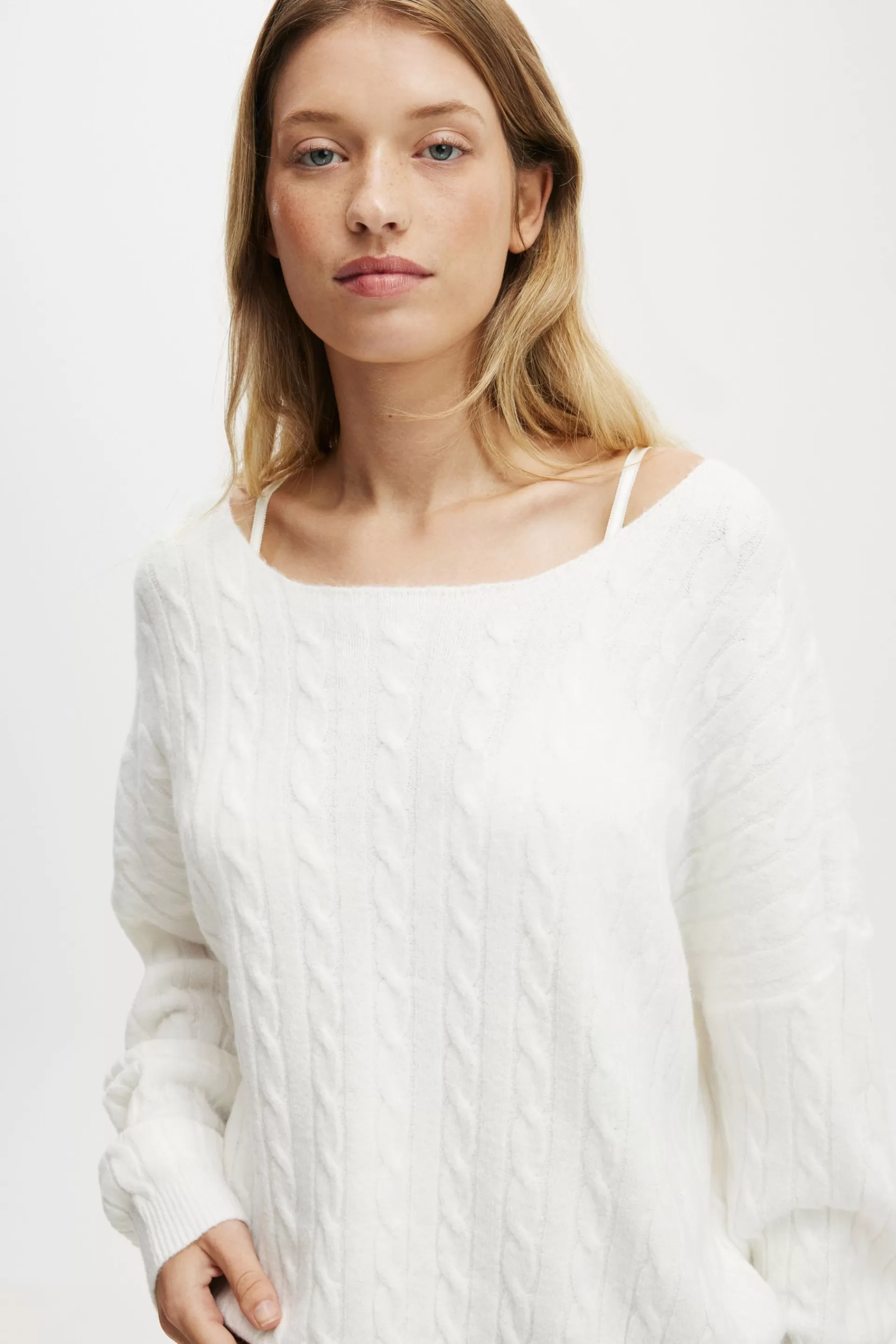 Cotton On Nighties & Rompers | Knitwear*Cable Off The Shoulder Knit Jumper Coconutmilk