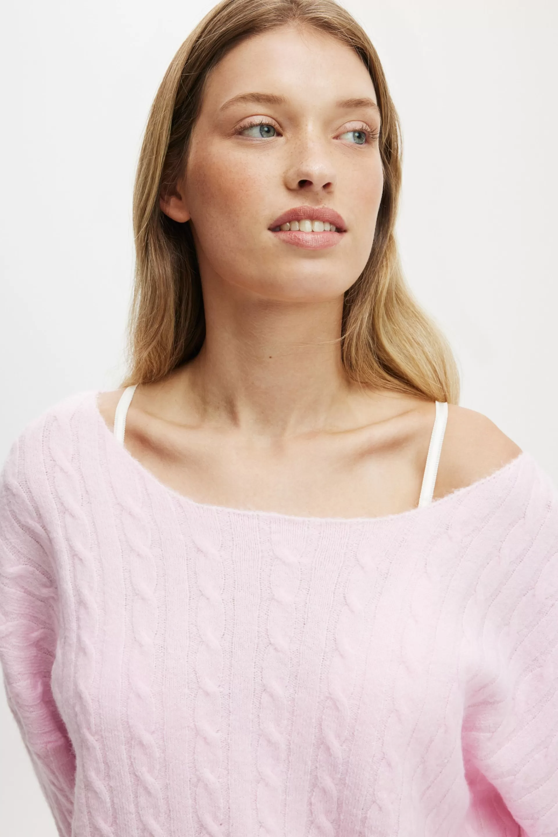 Cotton On Nighties & Rompers | Knitwear*Cable Off The Shoulder Knit Jumper Marshmallow