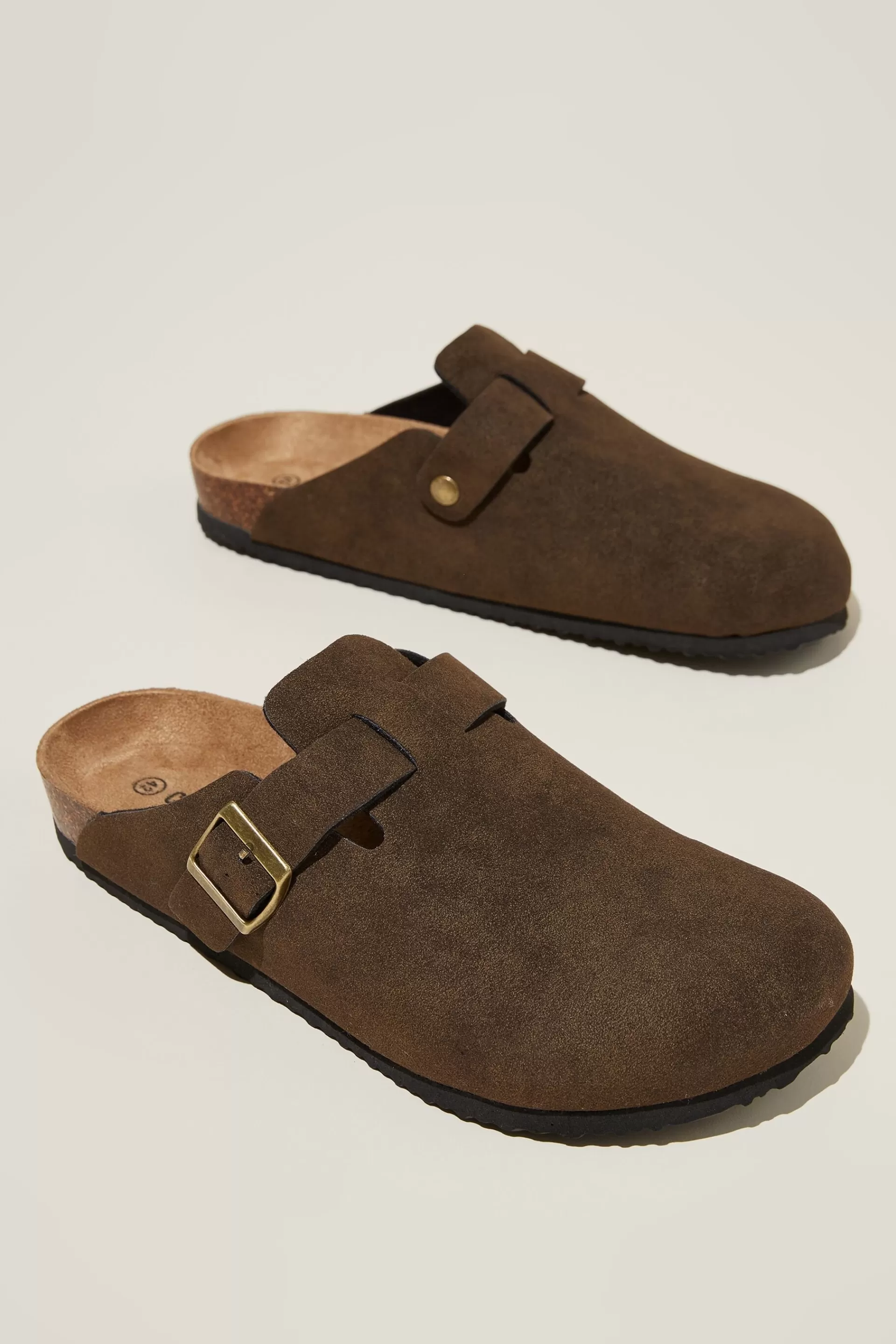 Cotton On Shoes*Closed Toe Buckle Slide Tobacco