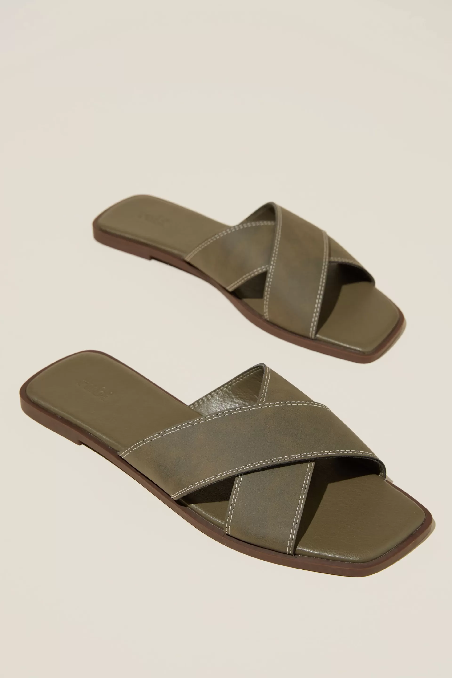 Cotton On Sandals & Flip Flops*Cloverly Crossover Slide Khakinubuck