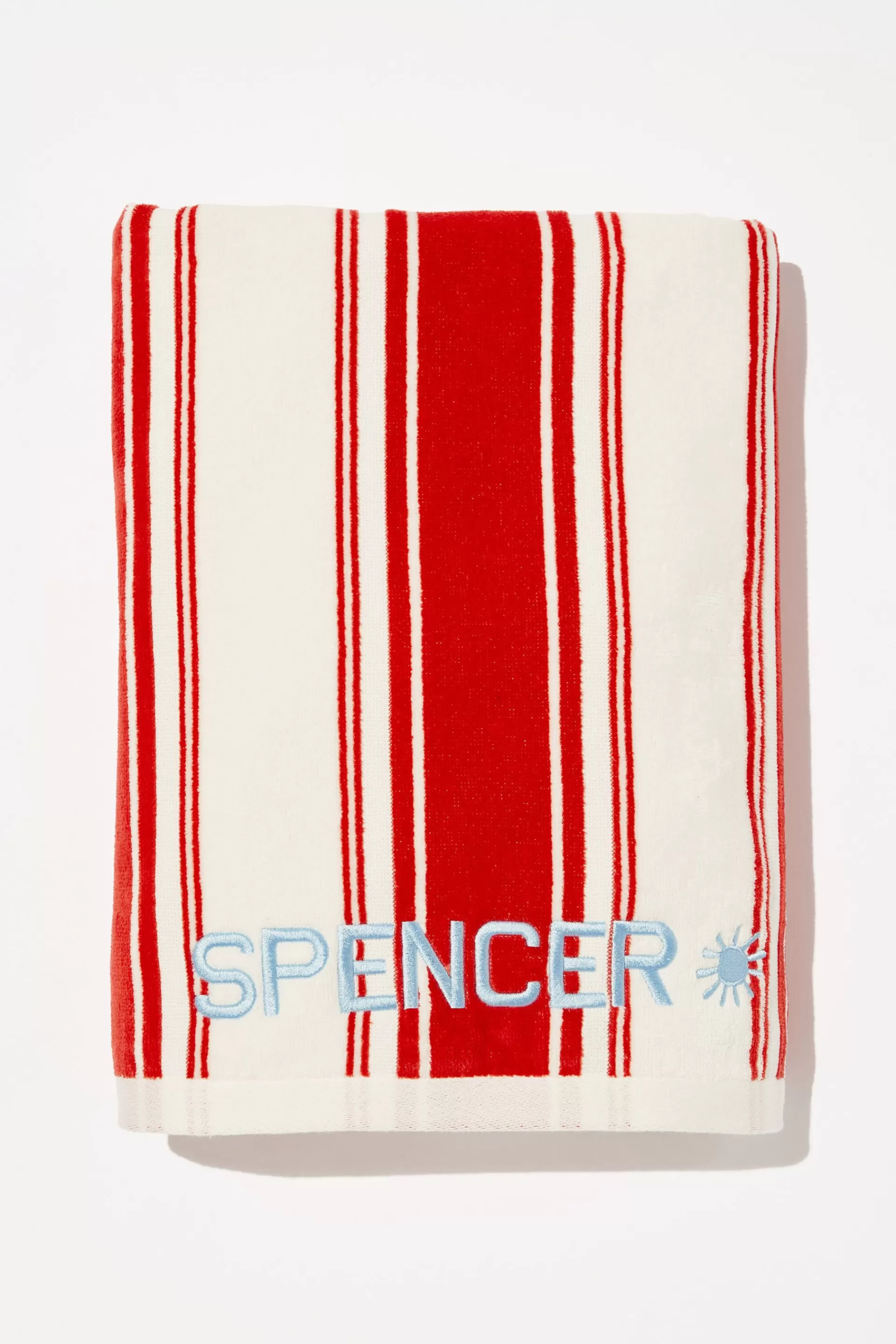 Cotton On Towels | Towels*Cotton Beach Towel Personalised Coastalstripewhitered