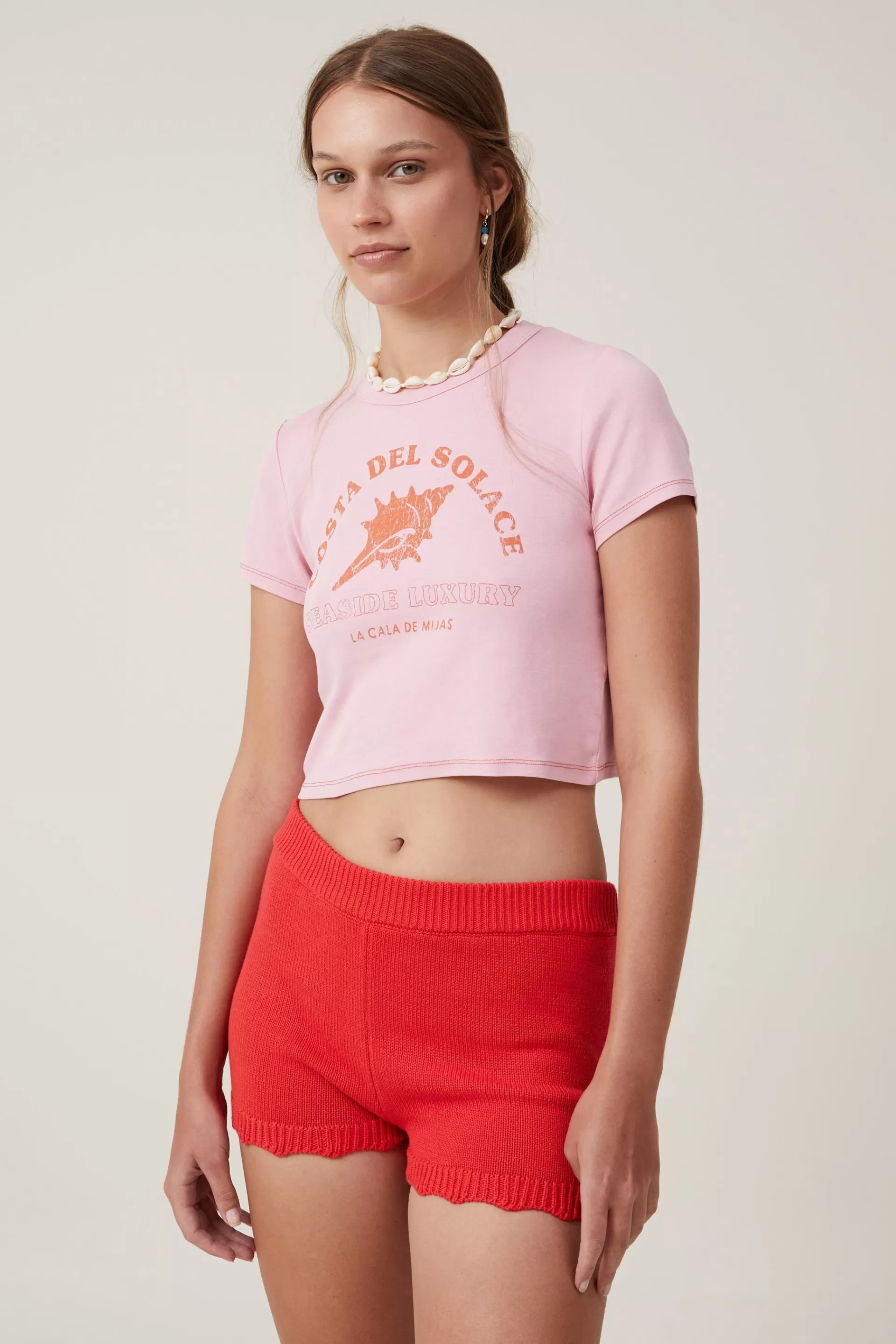 Cotton On Graphic T-Shirts | Tops*Crop Fit Rib Graphic Tee Costadelsolace/roseberry