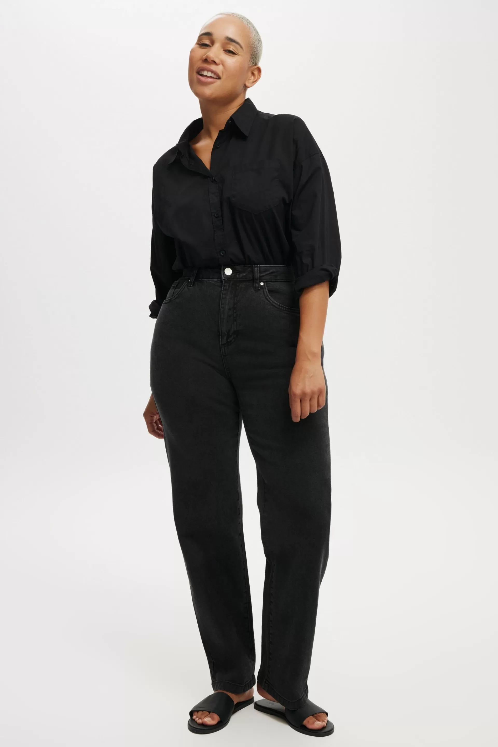 Cotton On Plus Size Curve | Jeans*Curvy Stretch Straight Jean Graphiteblack