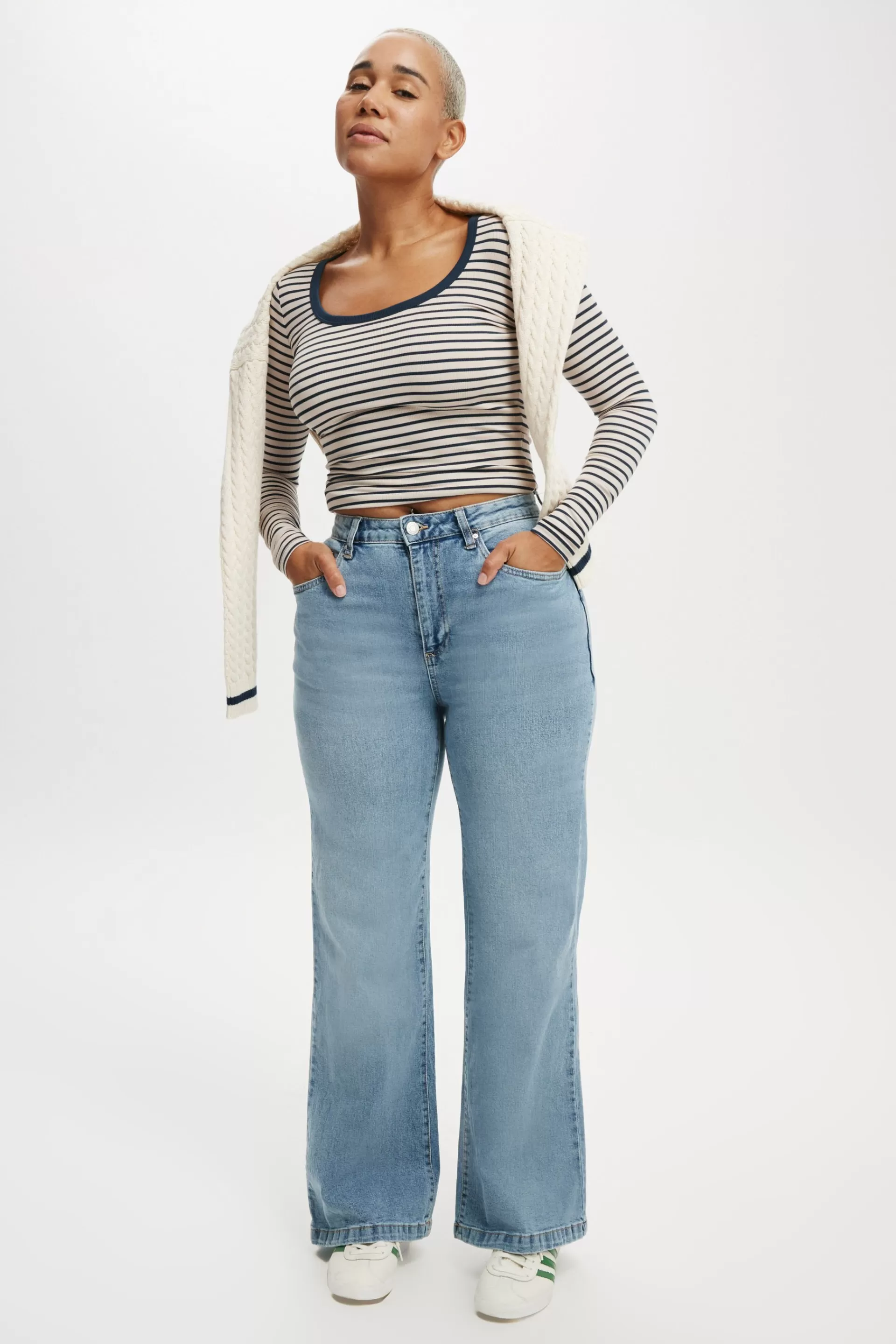 Cotton On Plus Size Curve | Jeans*Curvy Stretch Wide Jean Bellsblue