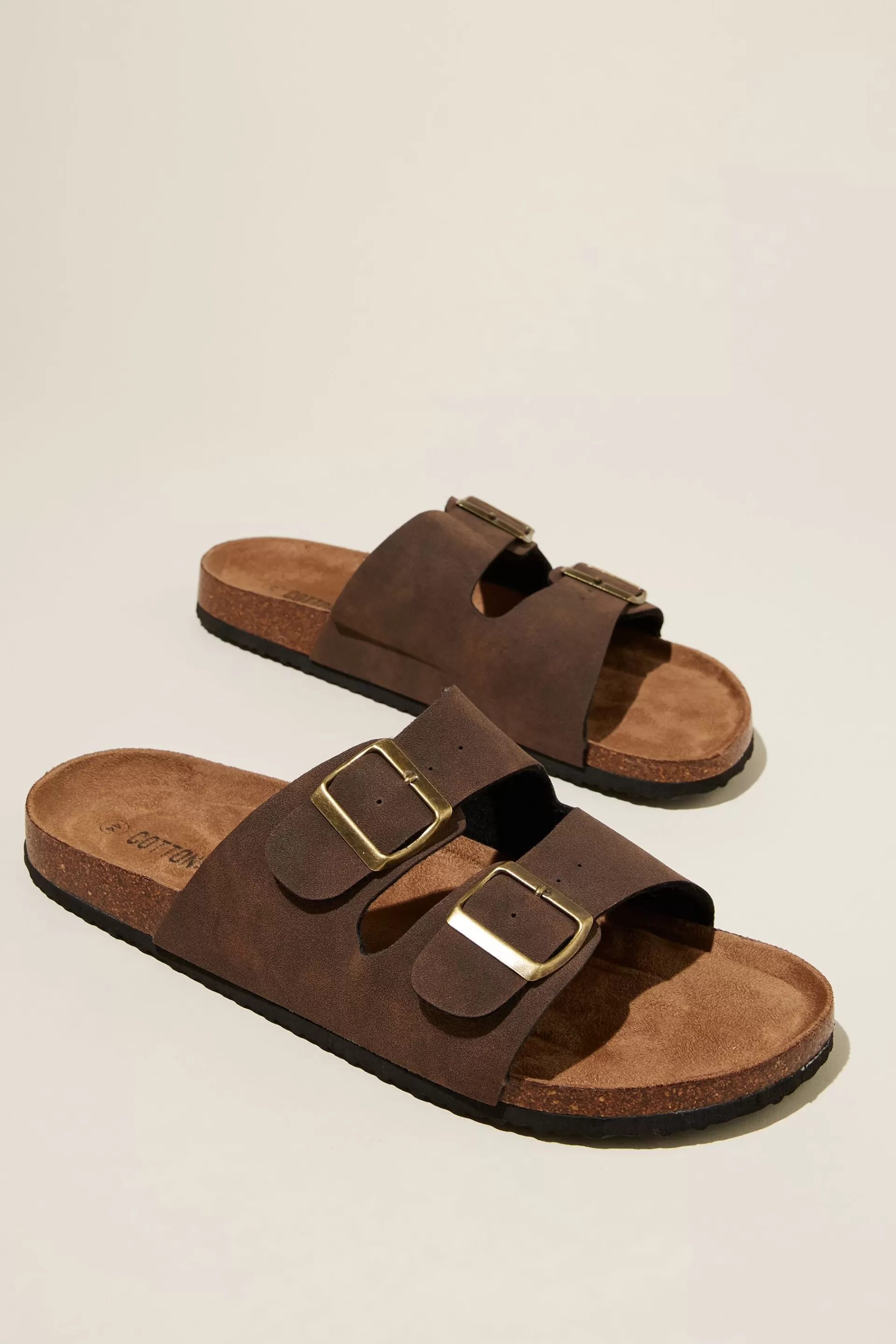 Cotton On Shoes*Double Buckle Sandal Darkchocolate