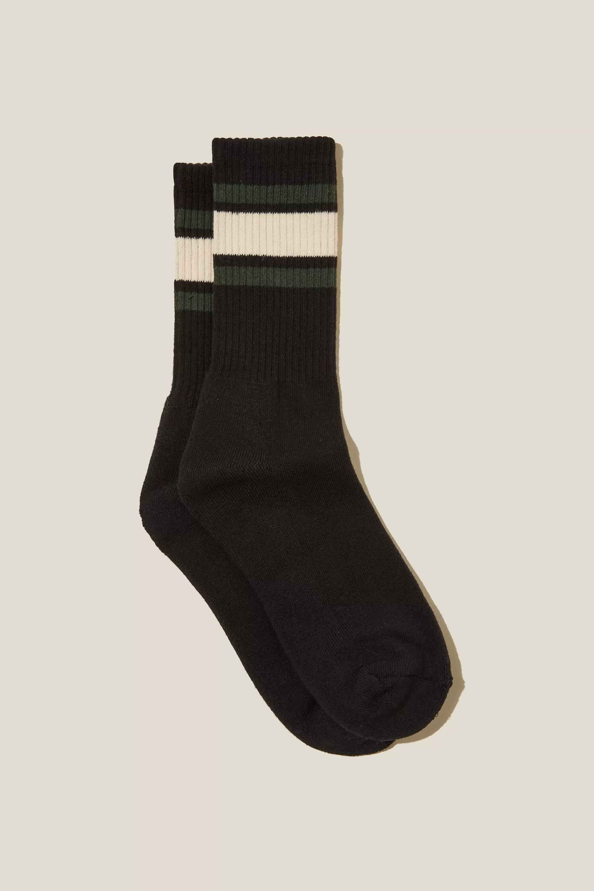 Cotton On Socks & Underwear*Essential Sock Black/posygreen/ivorytriplestripe