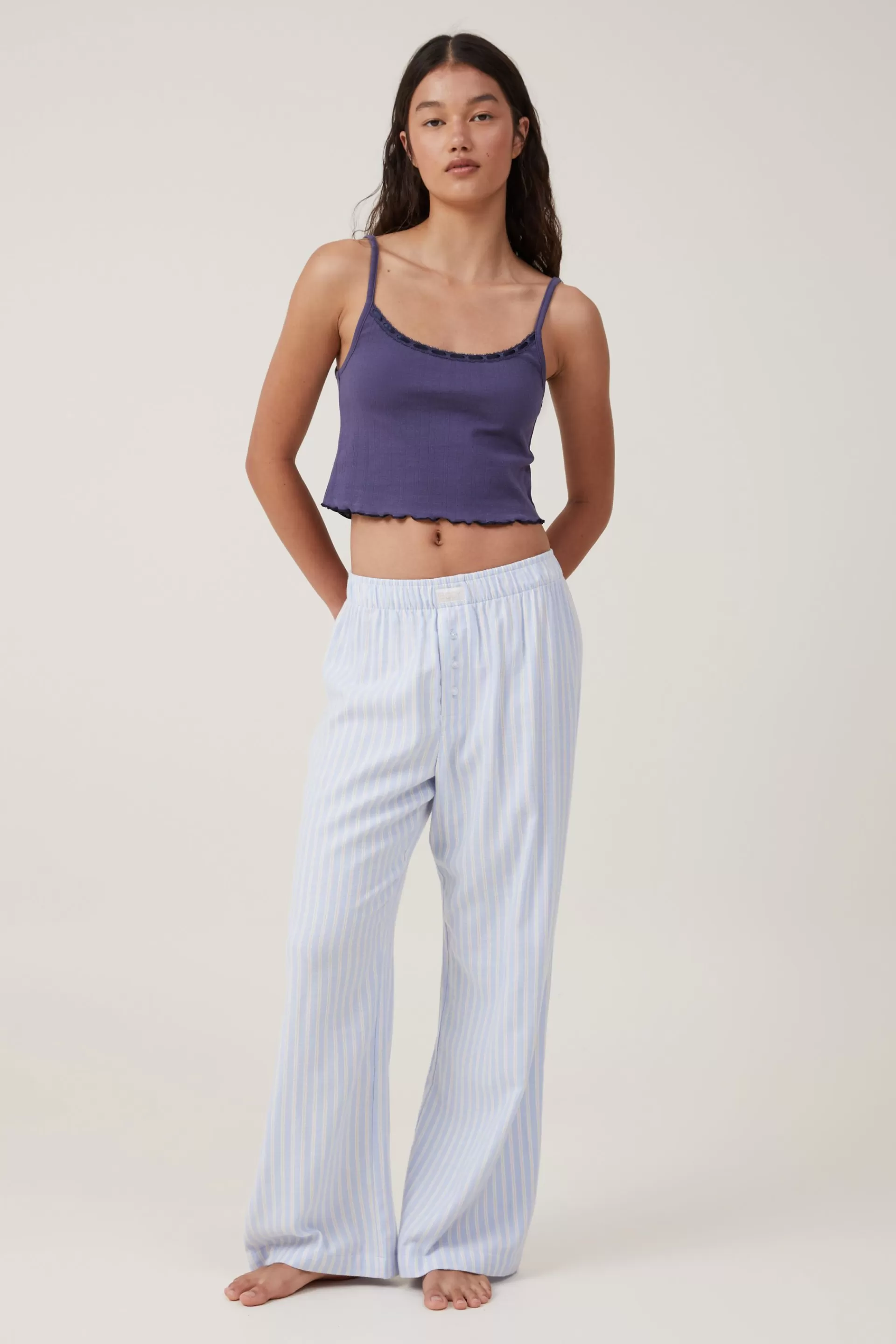 Cotton On Loungewear | Pyjamas*Flannel Boyfriend Boxer Pant Blue/white/pannacottastripe