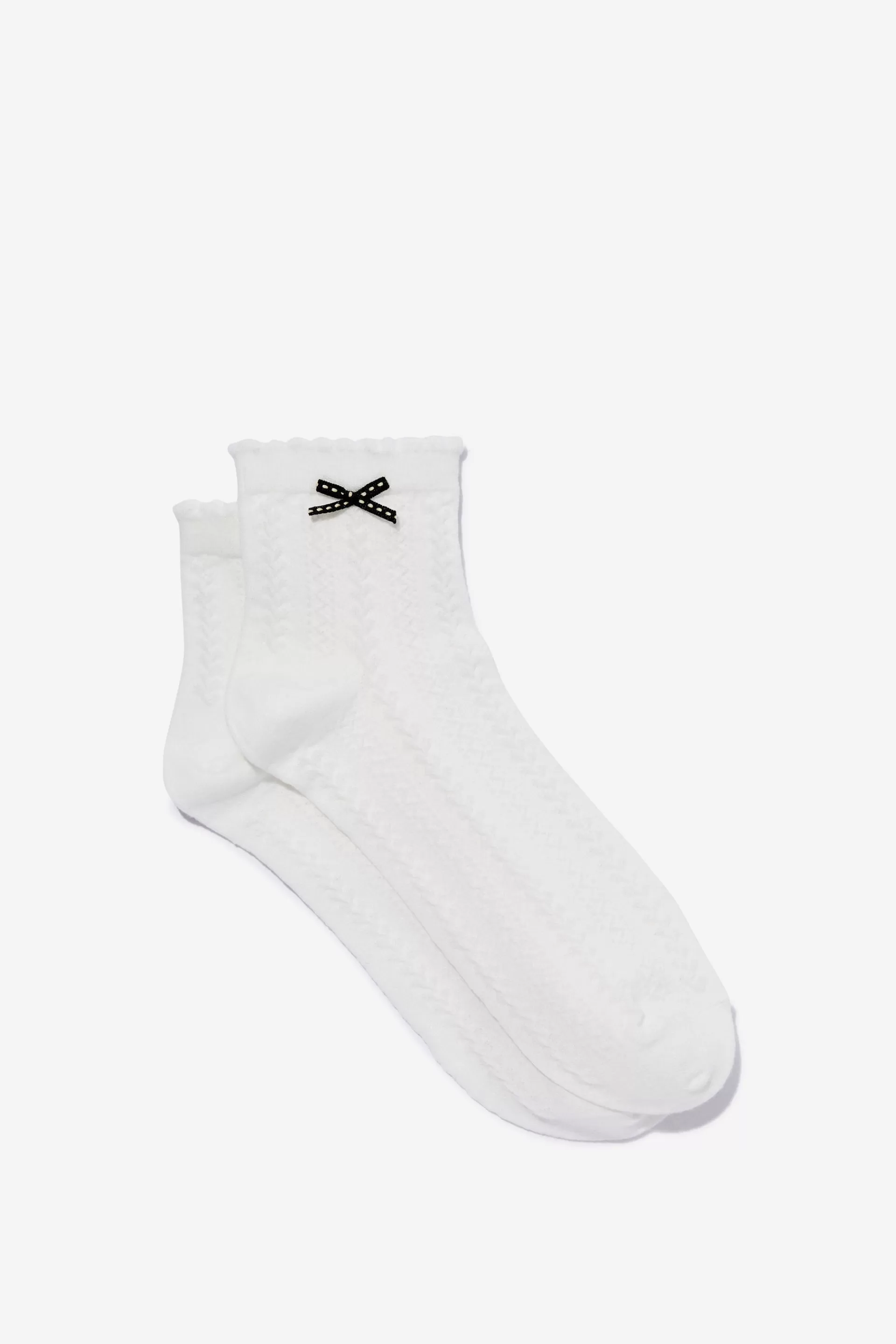 Cotton On Socks*Frill Pointelle Ankle Sock White