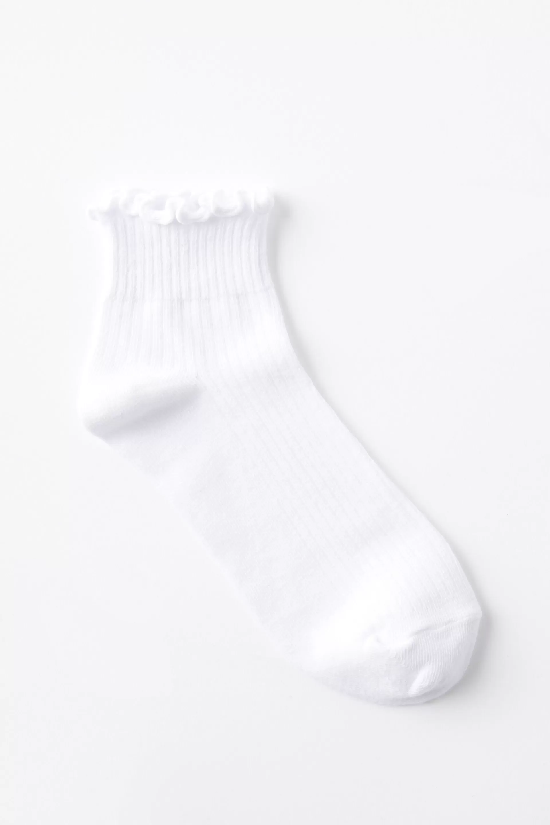 Cotton On Socks*Frill Ribbed Ankle Sock White