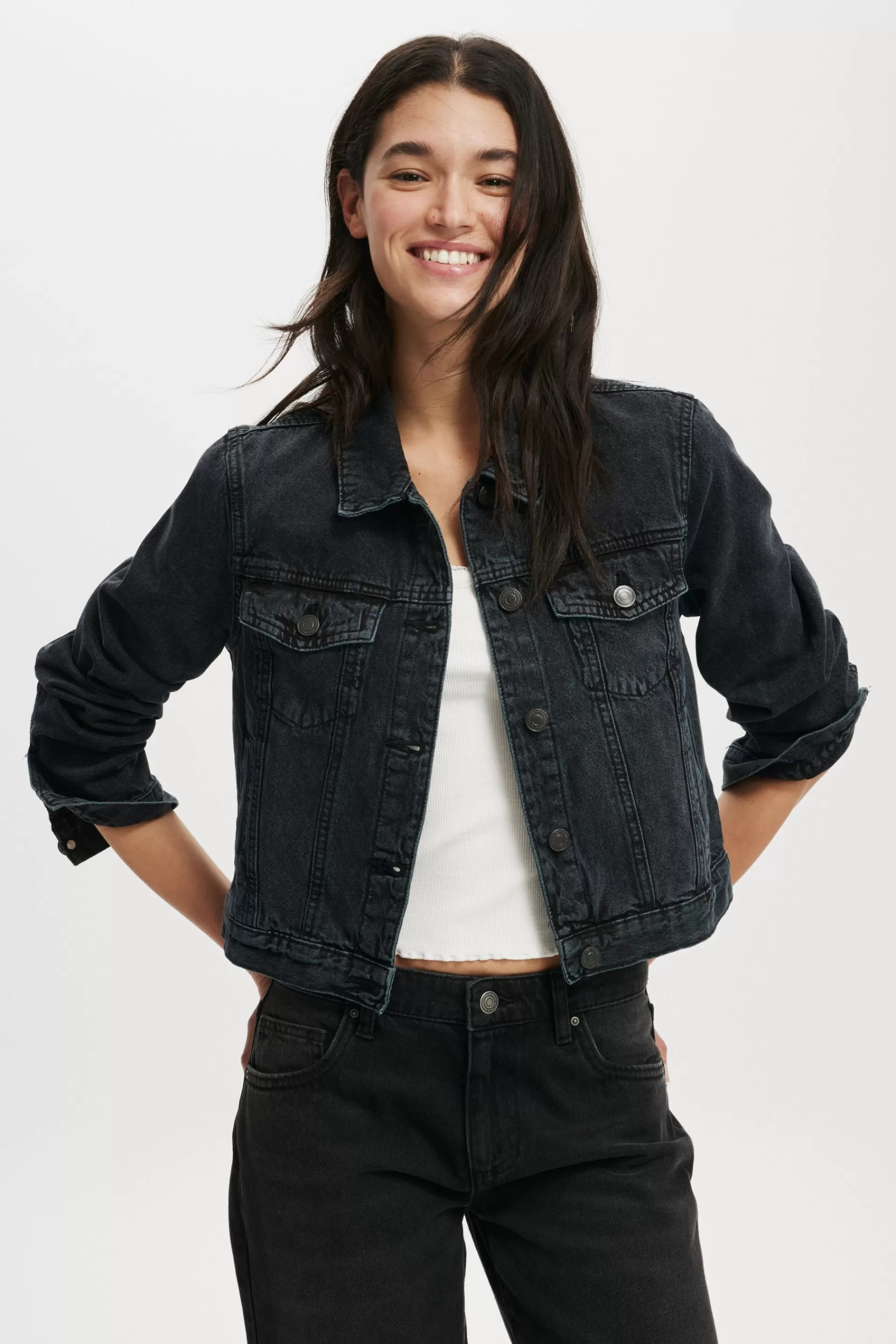 Cotton On Jackets & Shirts | Jackets & Coats*Girlfriend Denim Jacket Graphiteblack