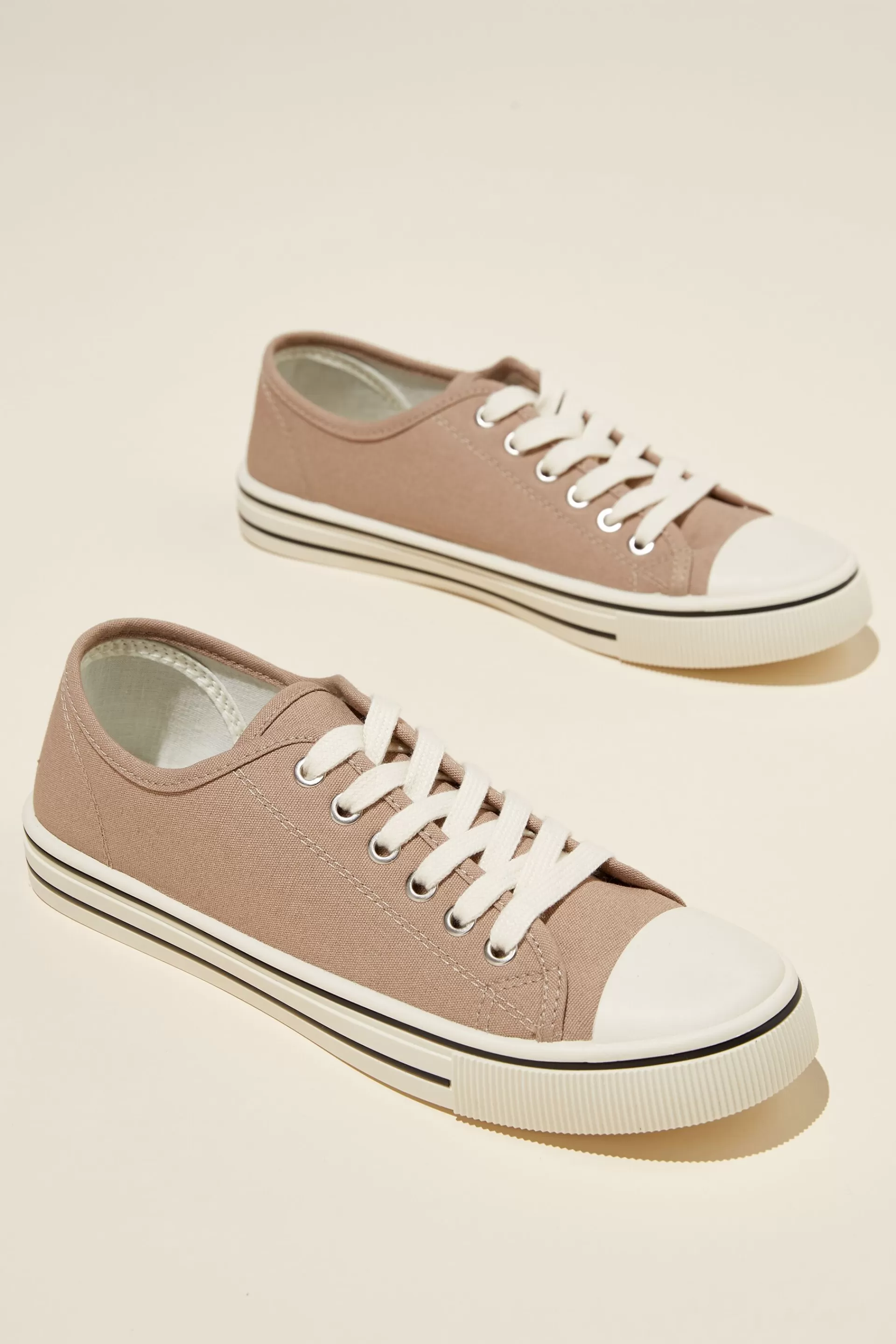 Cotton On Sneakers*Harlow Lace Up Plimsoll Latte