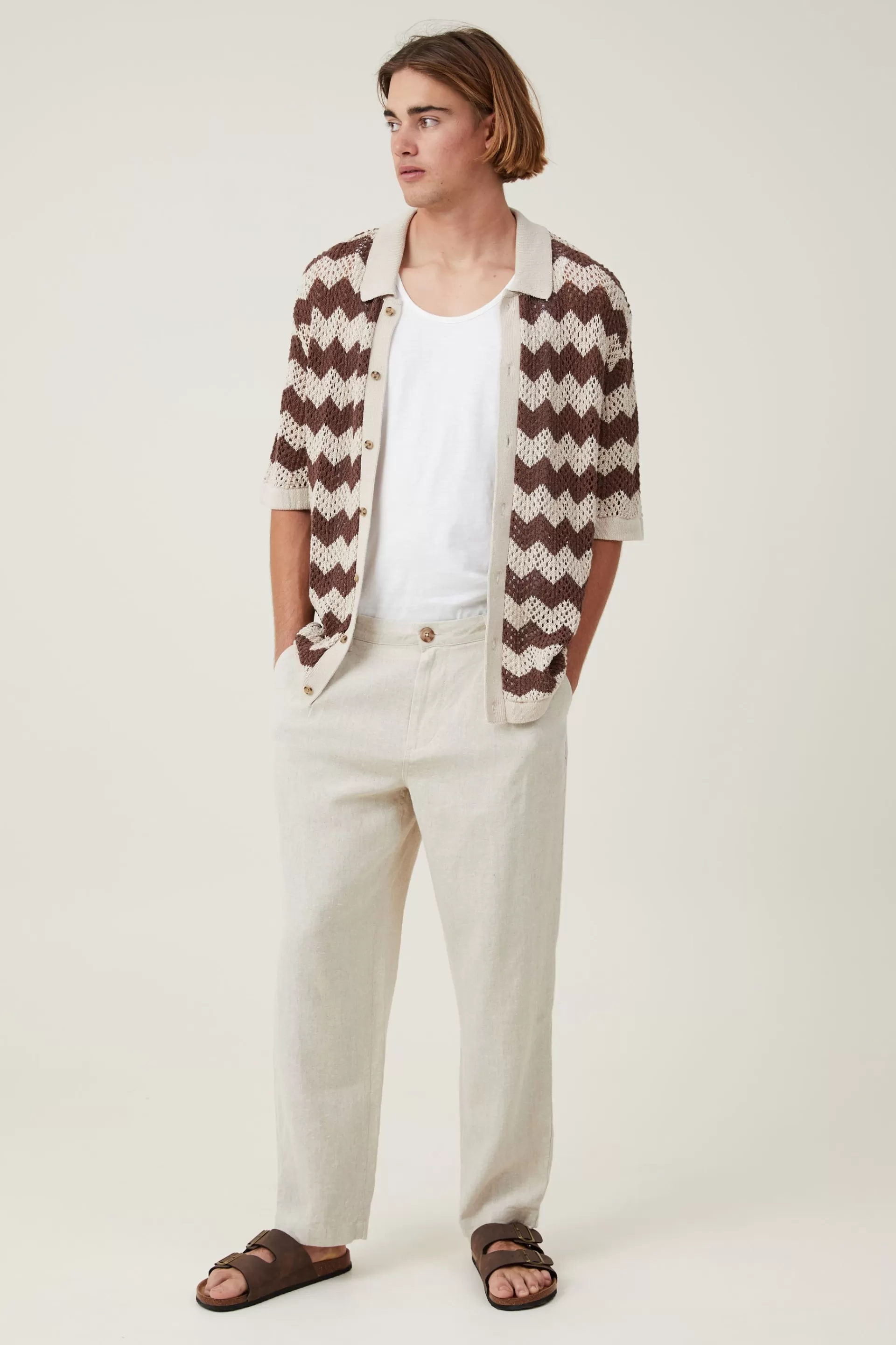 Cotton On Pants*Linen Pleat Pant Oatmeal