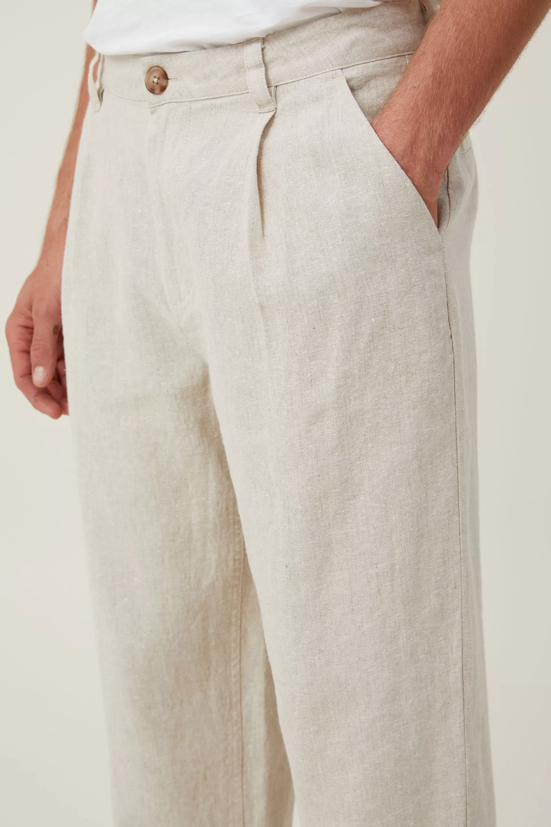 Cotton On Pants*Linen Pleat Pant Oatmeal