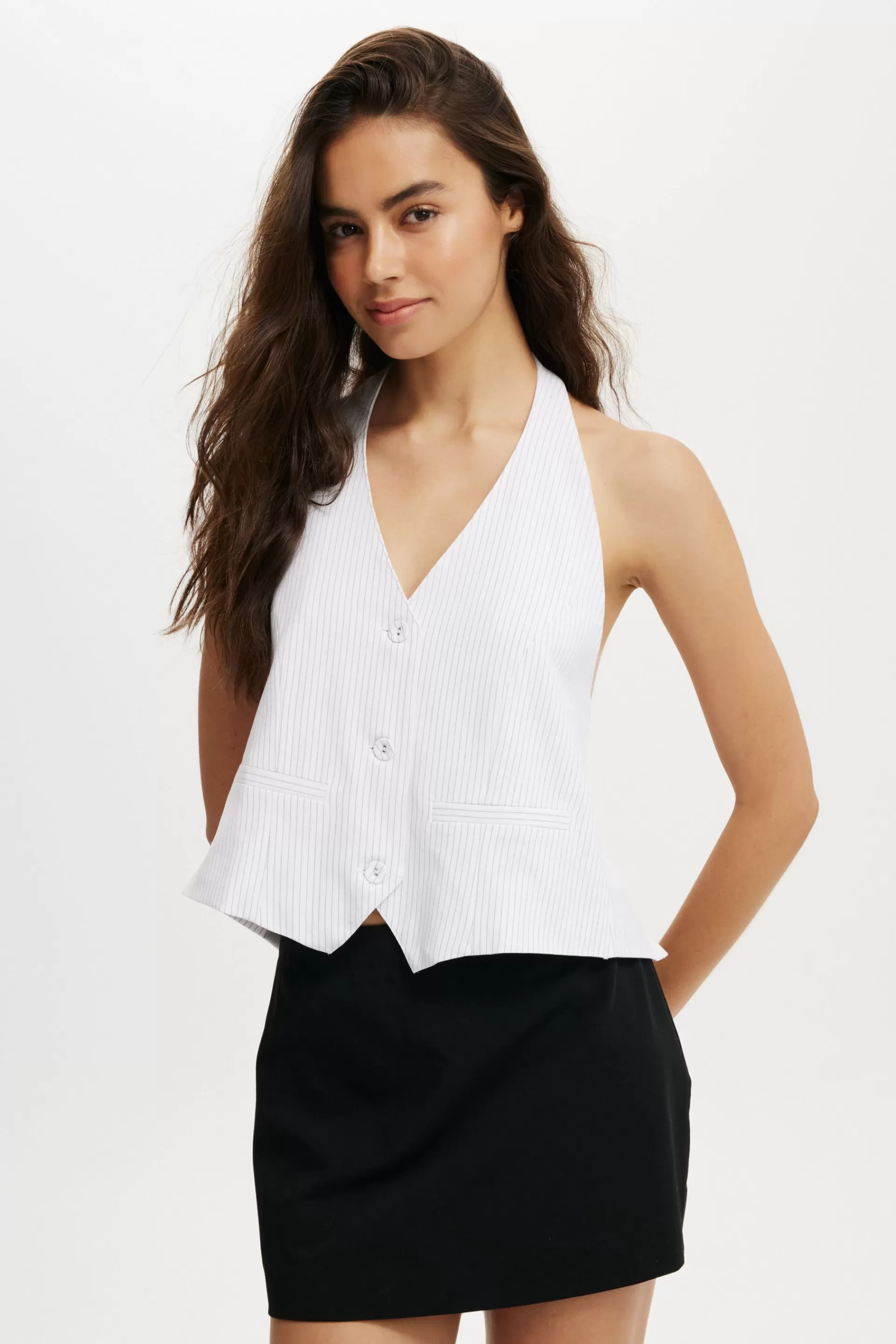 Cotton On Jackets & Coats | Tops*Luis Suiting Halter Vest Whitepinstripe