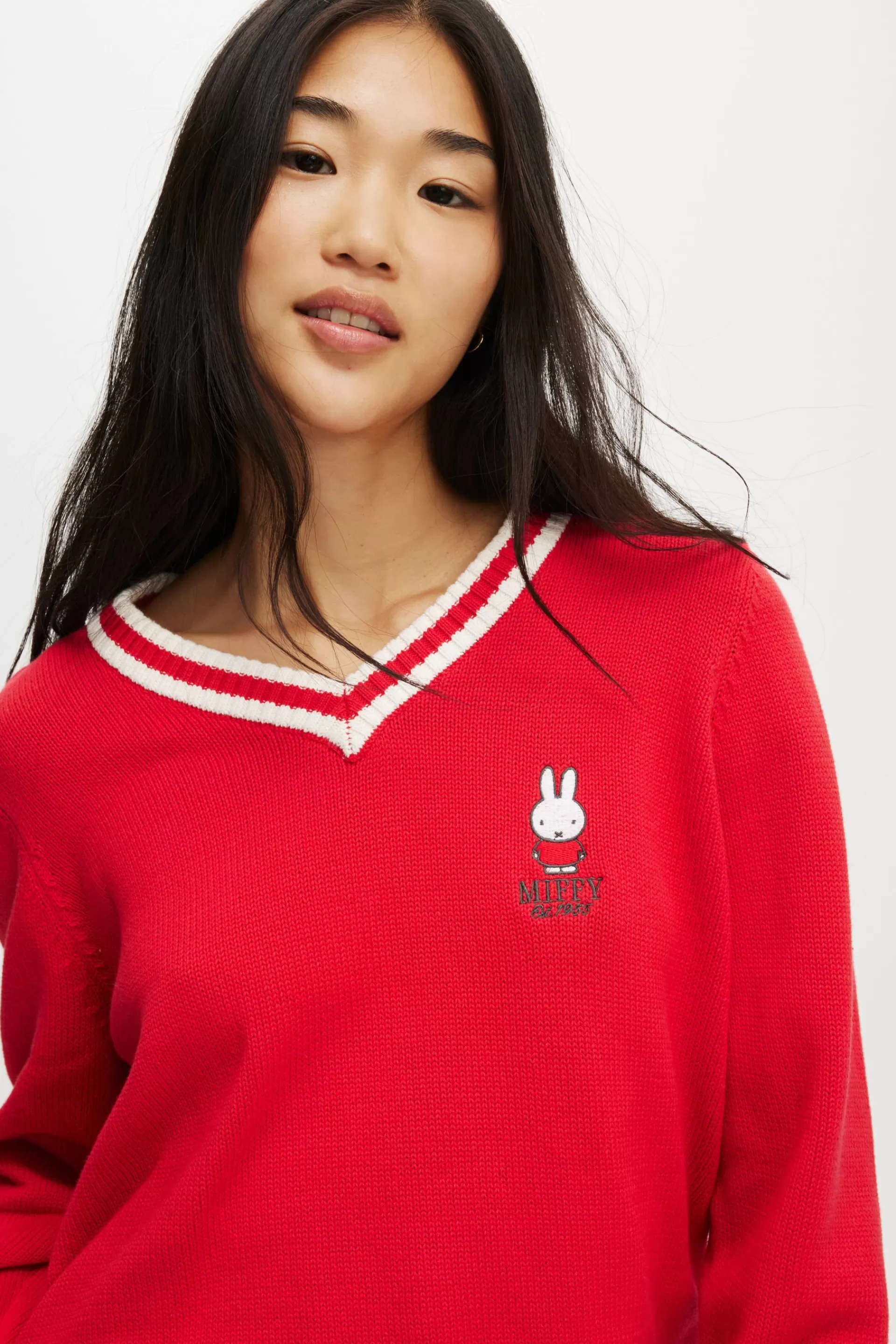 Cotton On Fleece | Hoodies & Trackpants*Miffy Knitted Graphic V Neck Lcnmiffy/raspberry