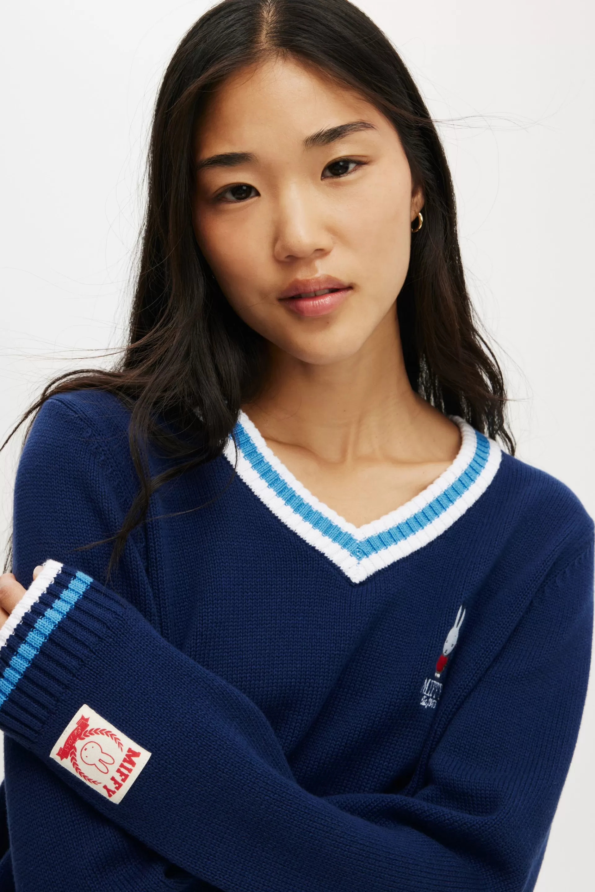 Cotton On Fleece | Hoodies & Trackpants*Miffy Knitted Graphic V Neck Lcnmiffy/heritageblue