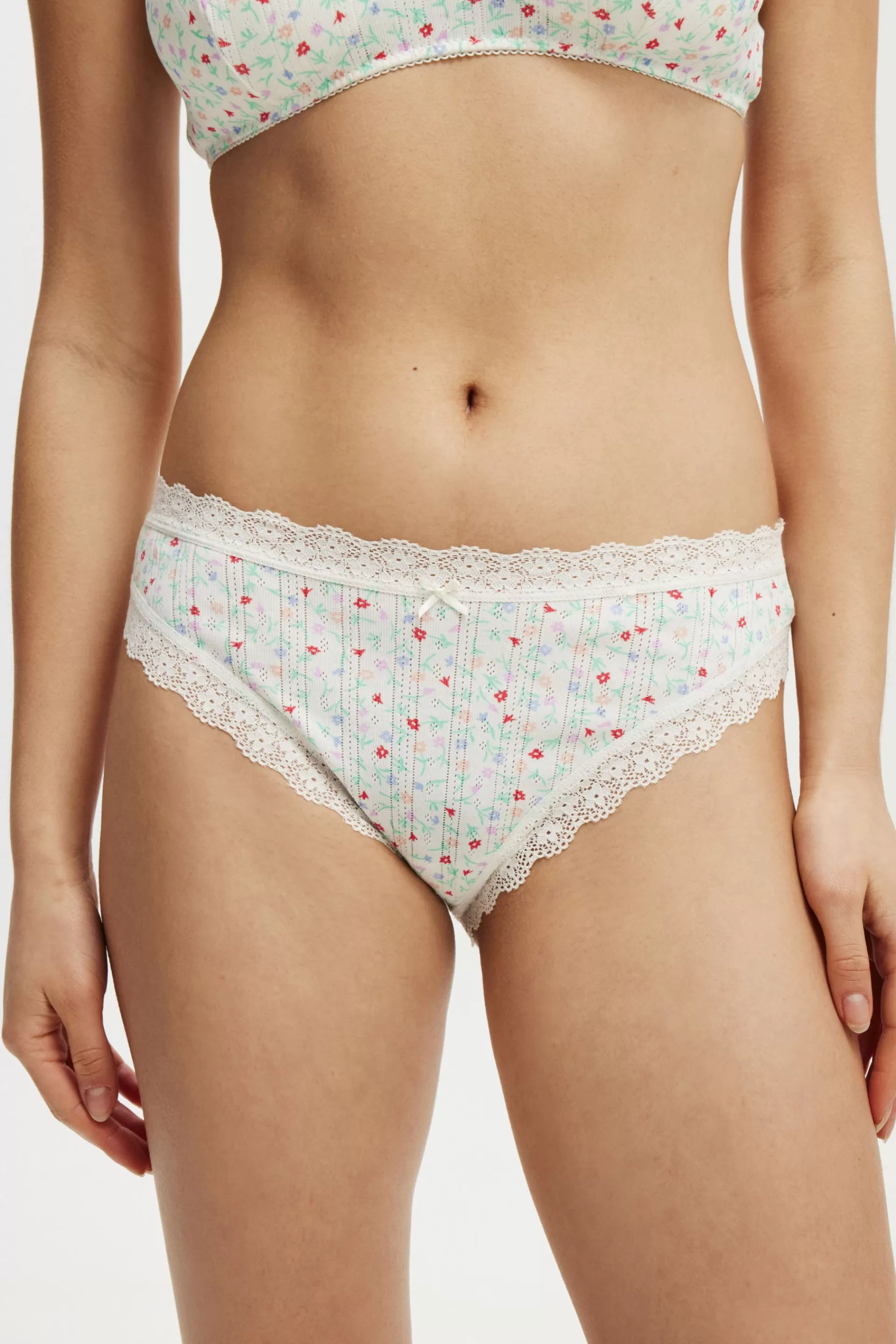 Cotton On Undies*Organic Cotton Lace Cheeky Brief Sanniditsymulti/cream