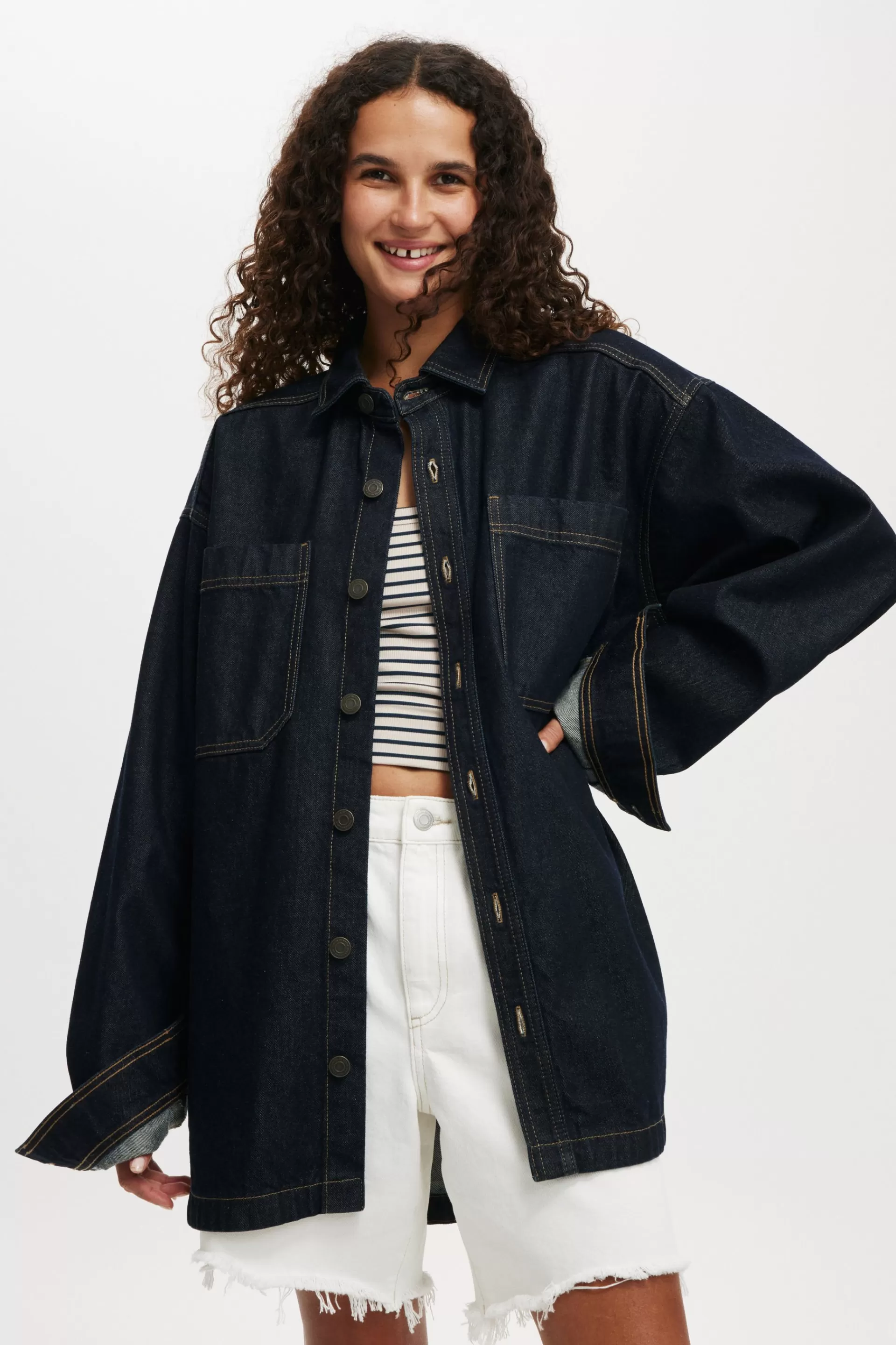 Cotton On Jackets & Shirts | Jackets & Coats*Oversized Denim Shirt Indigo