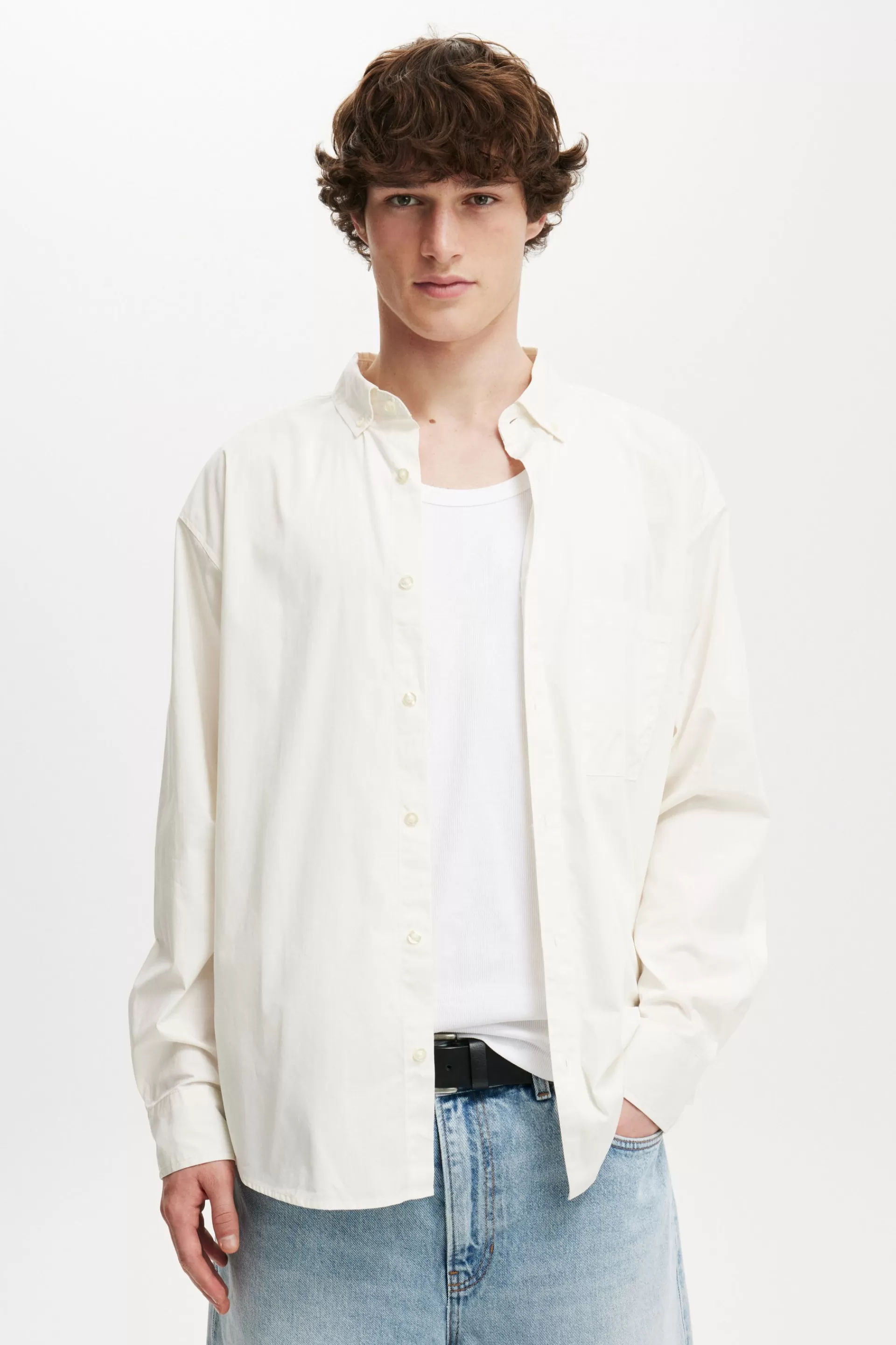 Cotton On Shirts*Oversized Long Sleeve Shirt Offwhite