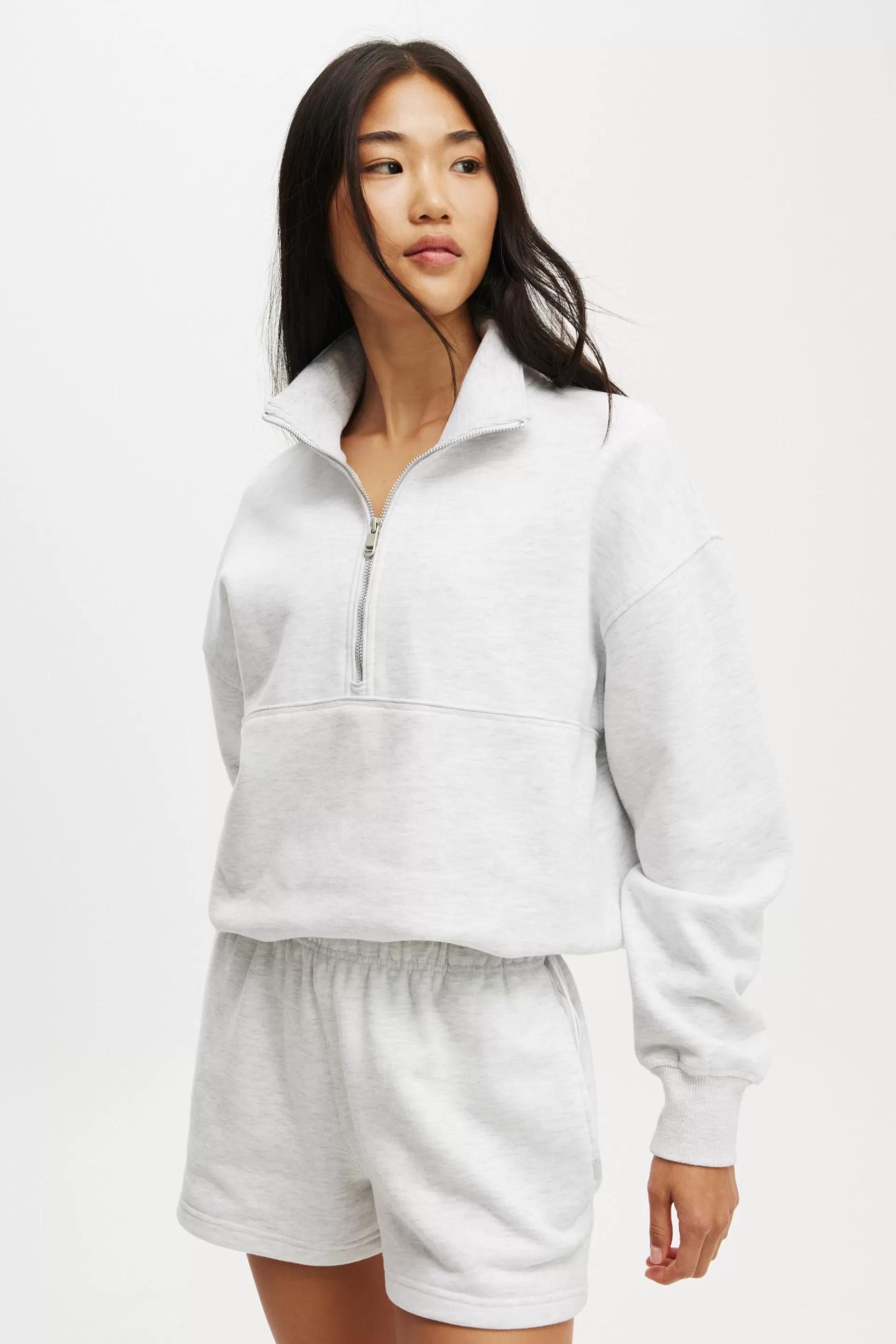 Cotton On Fleece | Hoodies & Trackpants*Plush Essential Half Zip Jumper Cloudygreymarle