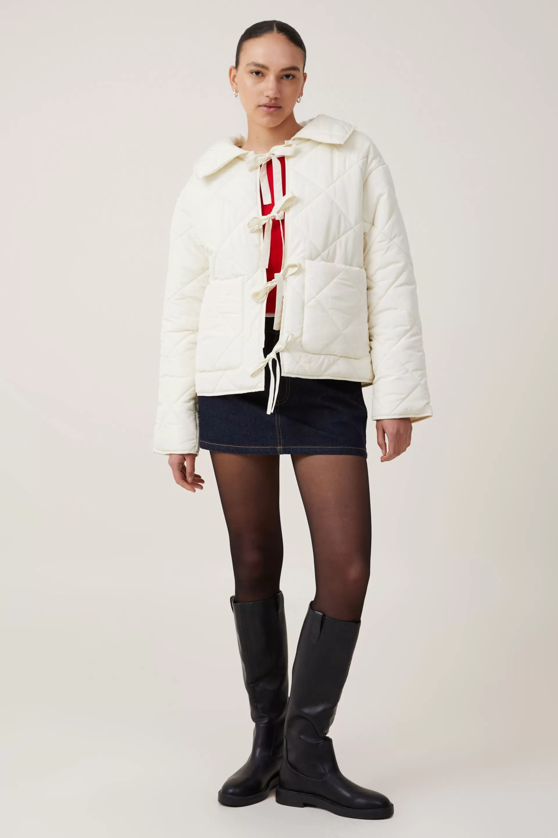 Cotton On Jackets & Coats | Tops*Quilted Tie Up Jacket Ivory