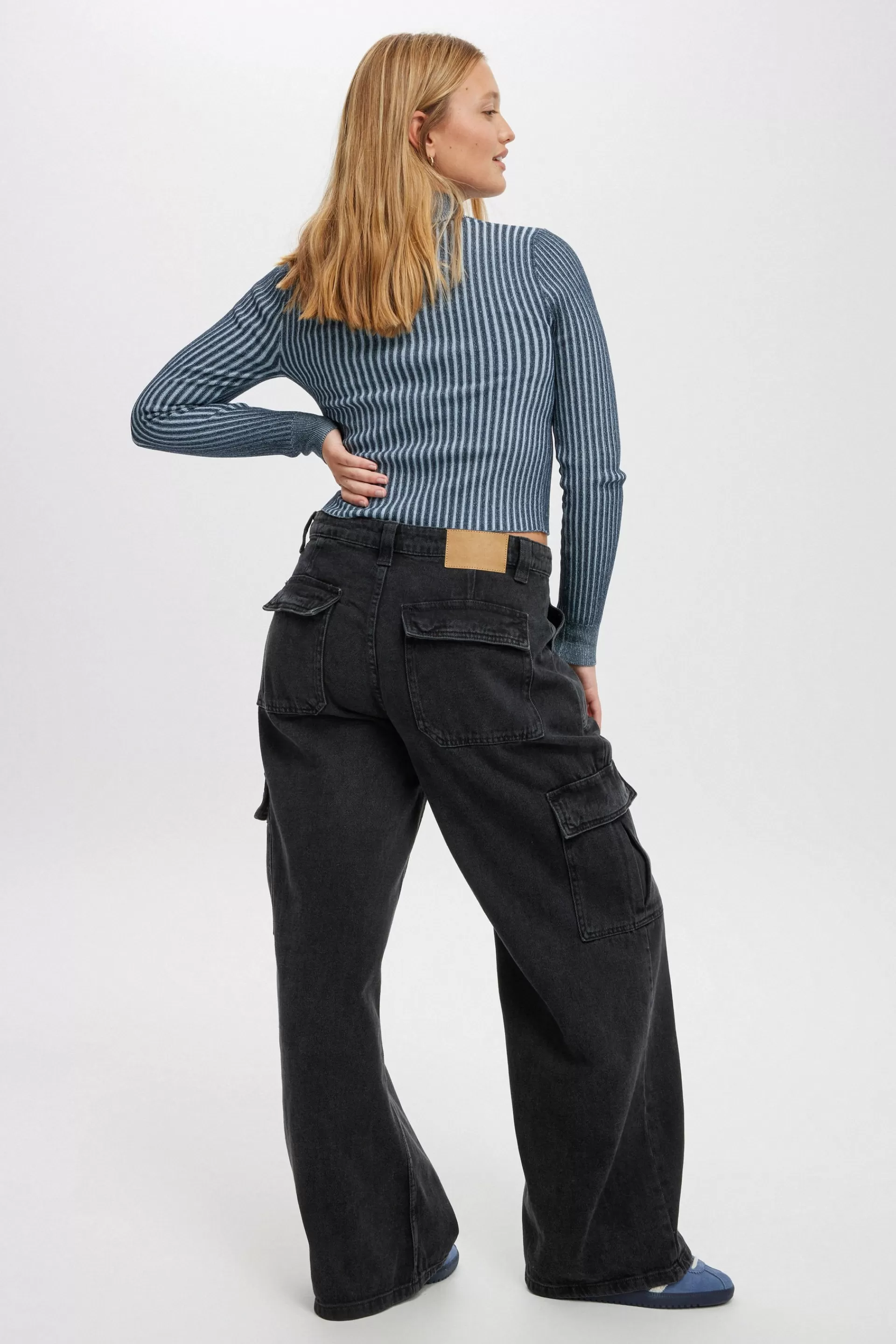 Cotton On Plus Size Curve | Jeans*Relaxed Cargo Jean Graphiteblack