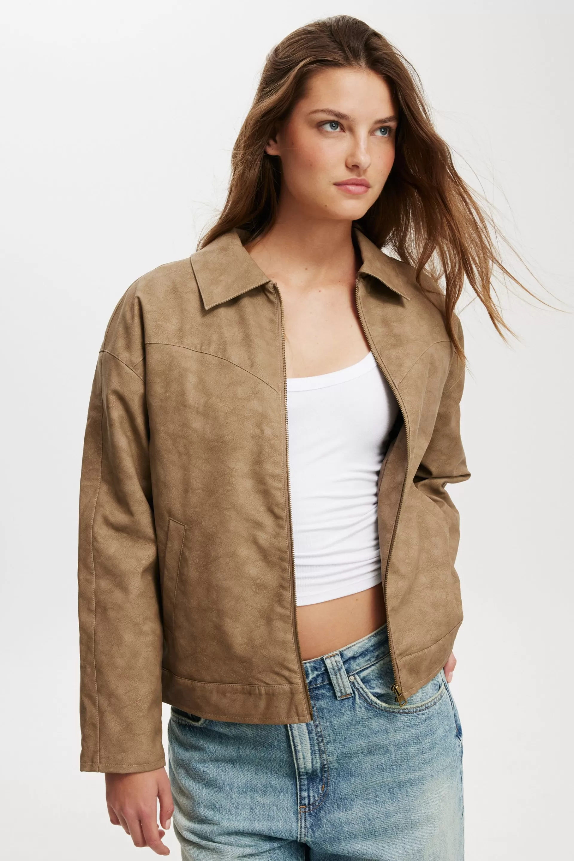 Cotton On Jackets & Coats | Tops*River Faux Suede Jacket Tan